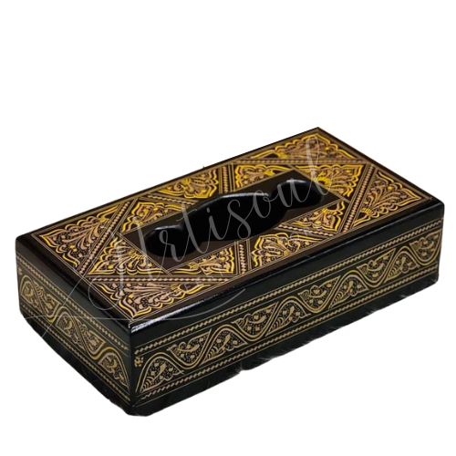 Handcrafted Naqshi Style Wooden Tissue Box – Premium Home Decor By Artisoul.Pk