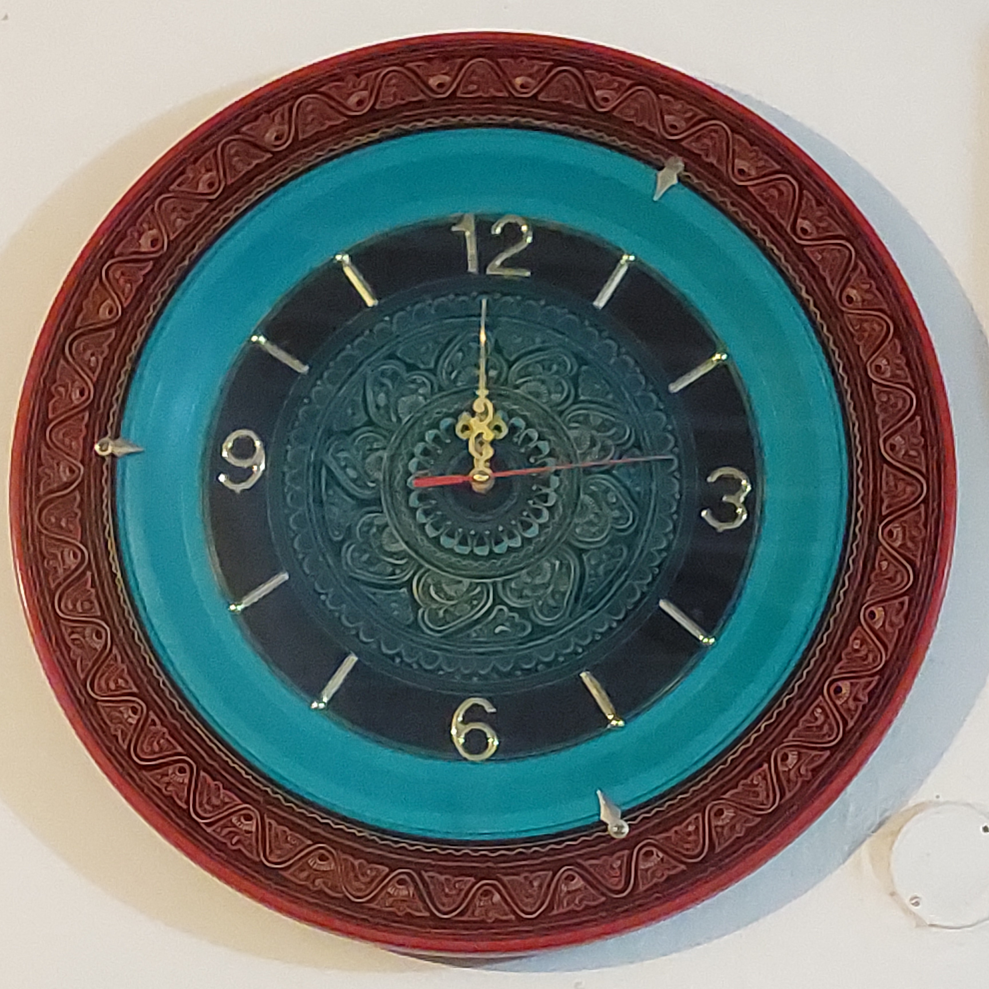 Handcrafted Wooden Wall Clock with Naqshi Work | Elegant Traditional Home Décor by Artisoul