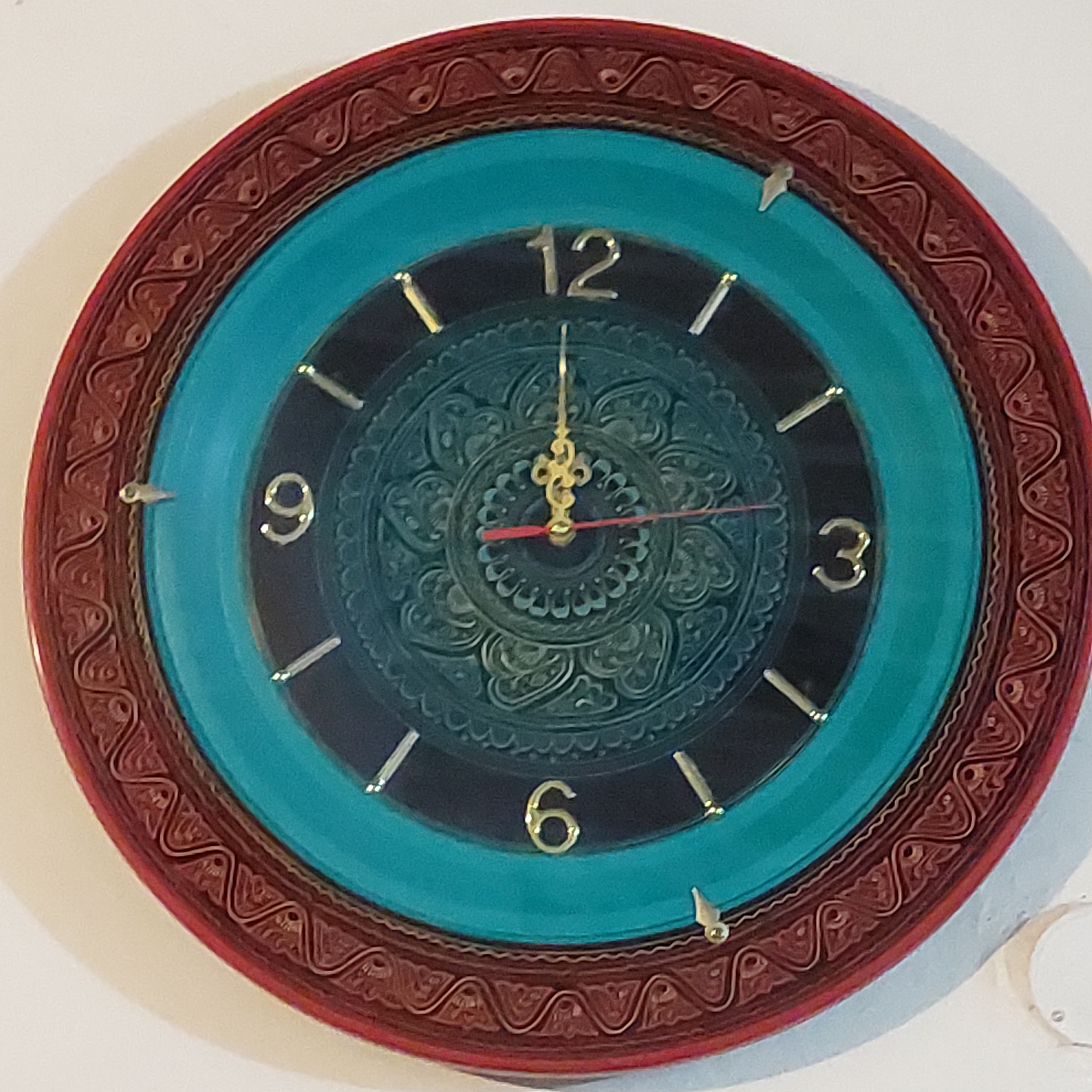 Handcrafted Wooden Wall Clock with Naqshi Work | Elegant Traditional Home Décor by Artisoul
