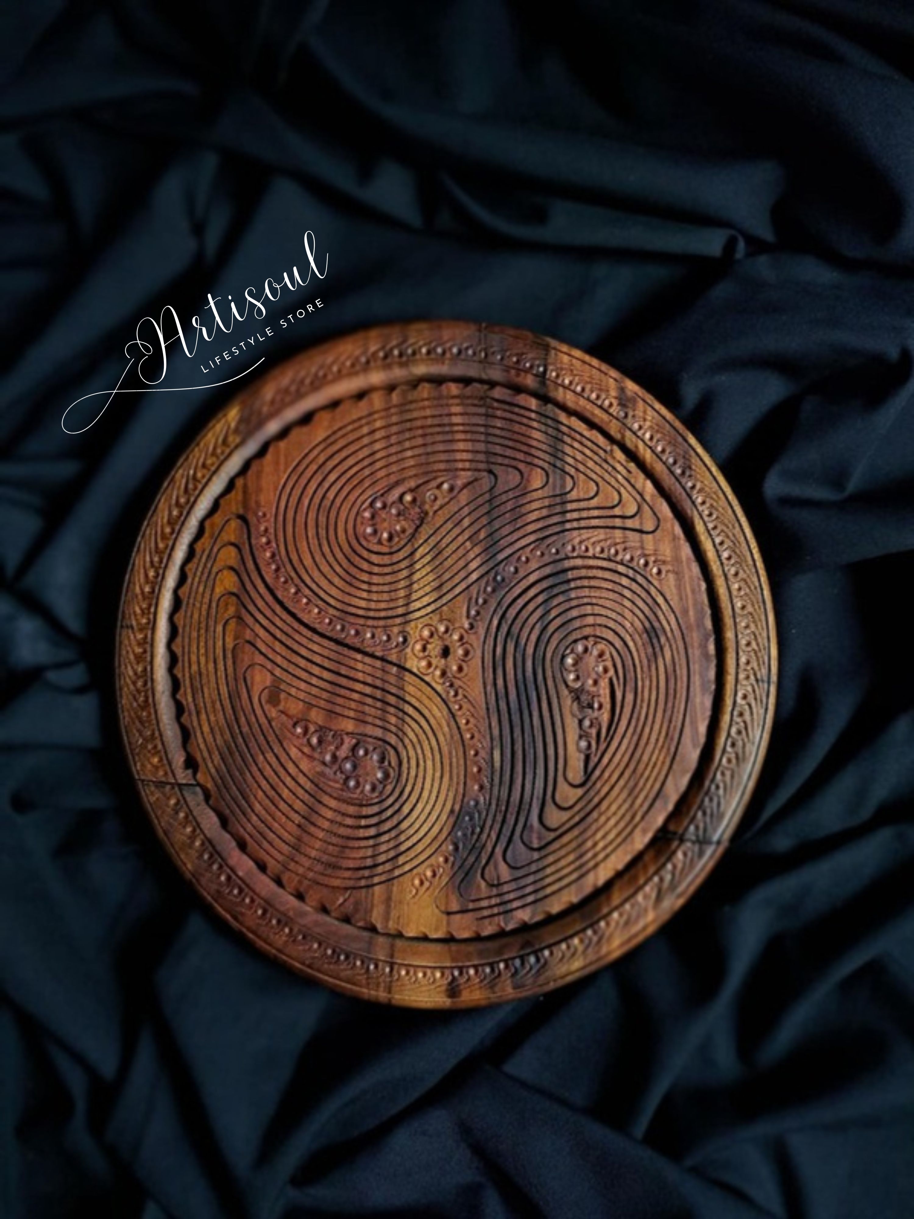 Elegant Multi-Purpose Carved Wooden Storage Basket | Foldable Spring Tray for Serving & Organizing