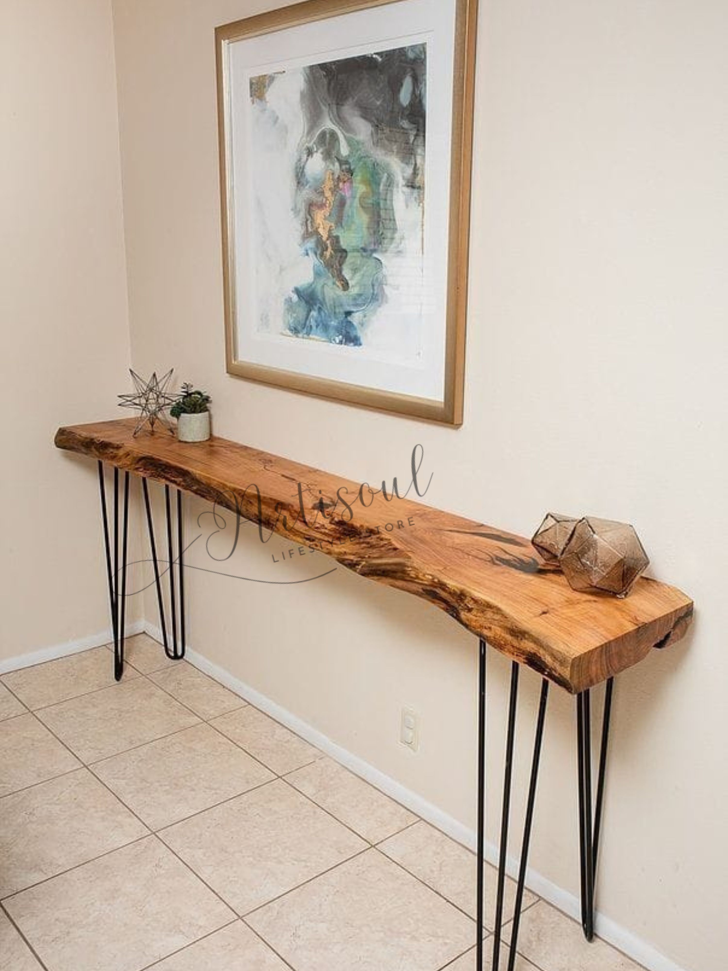 Handmade Live Edge Console Table – Solid Wood Entryway & Hallway Table with Hairpin Legs or Metal Frame – Rustic Modern Furniture for Home & Office