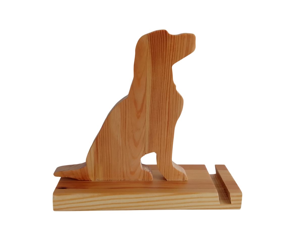 Labrador bois - Support téléphone et tablette android en bois design chien labrador