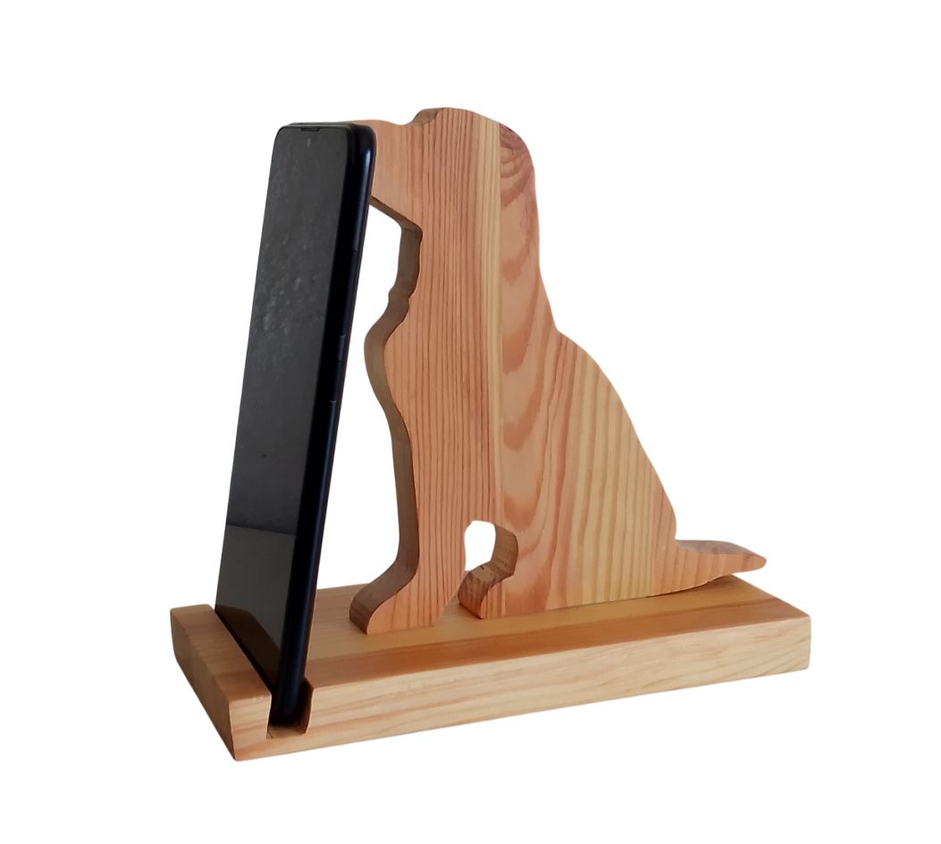 Labrador bois - Support téléphone et tablette android en bois design chien labrador