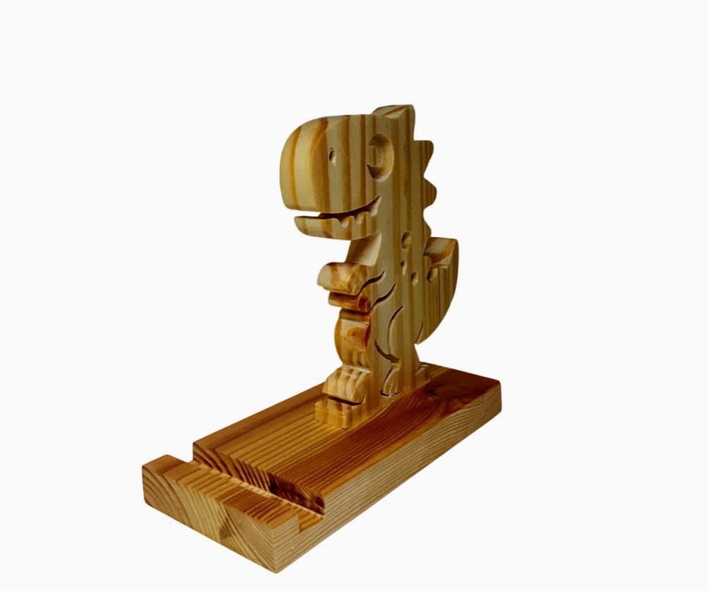 Support Téléphone Bois Dinosaure – Dino Rigolo style Gigantosaurus enfant et adulte