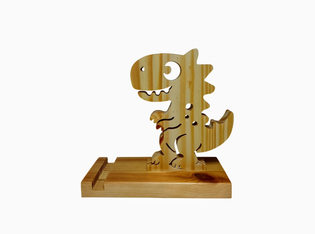 Support Téléphone Bois Dinosaure – Dino Rigolo style Gigantosaurus enfant et adulte