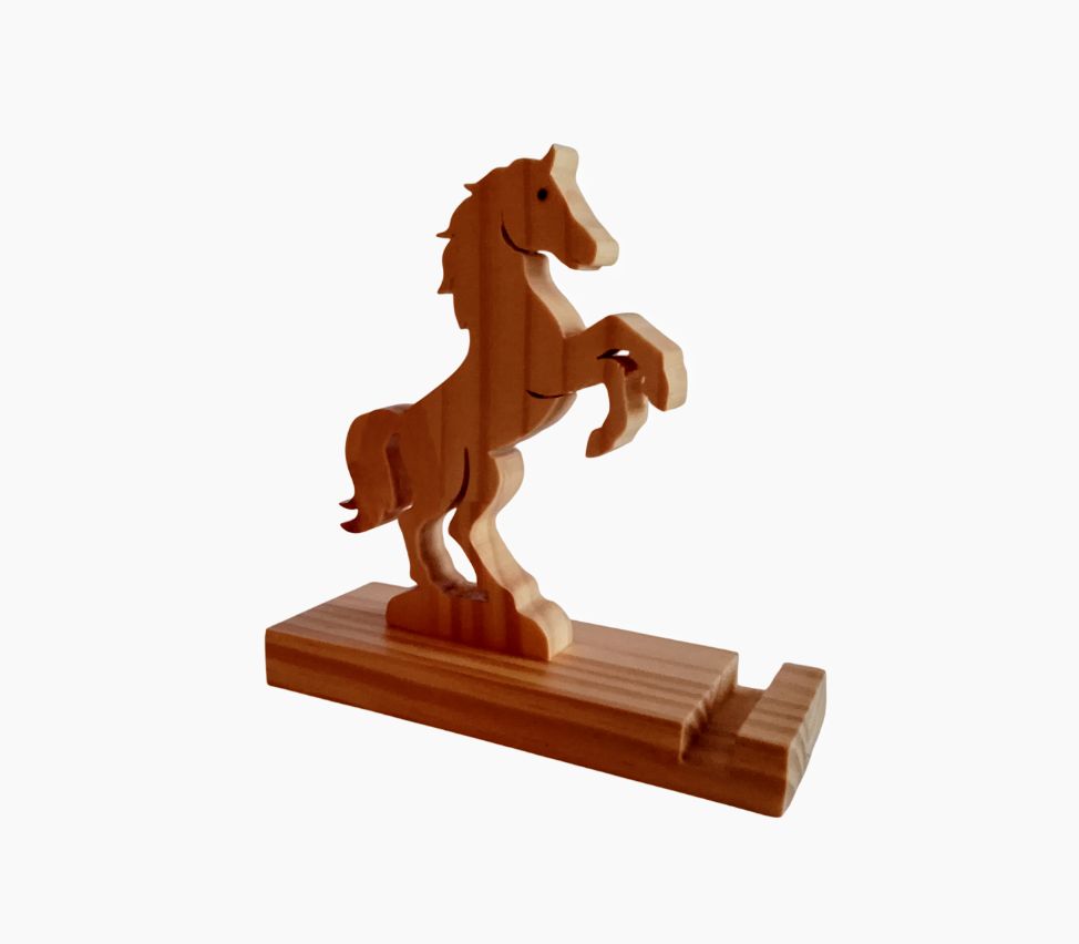 Le Cheval Cabré bois - Support Téléphone en Bois – Le Cheval qui supporte ton smartphone ou ta tablette avec élégance