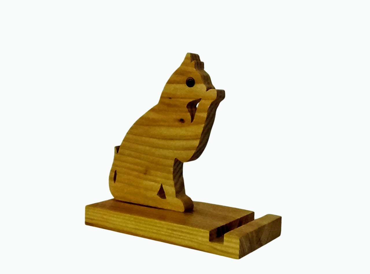 Support de téléphone en bois « Chat en équilibre » 🐾  La patte du chat qui soutien ton smartphone