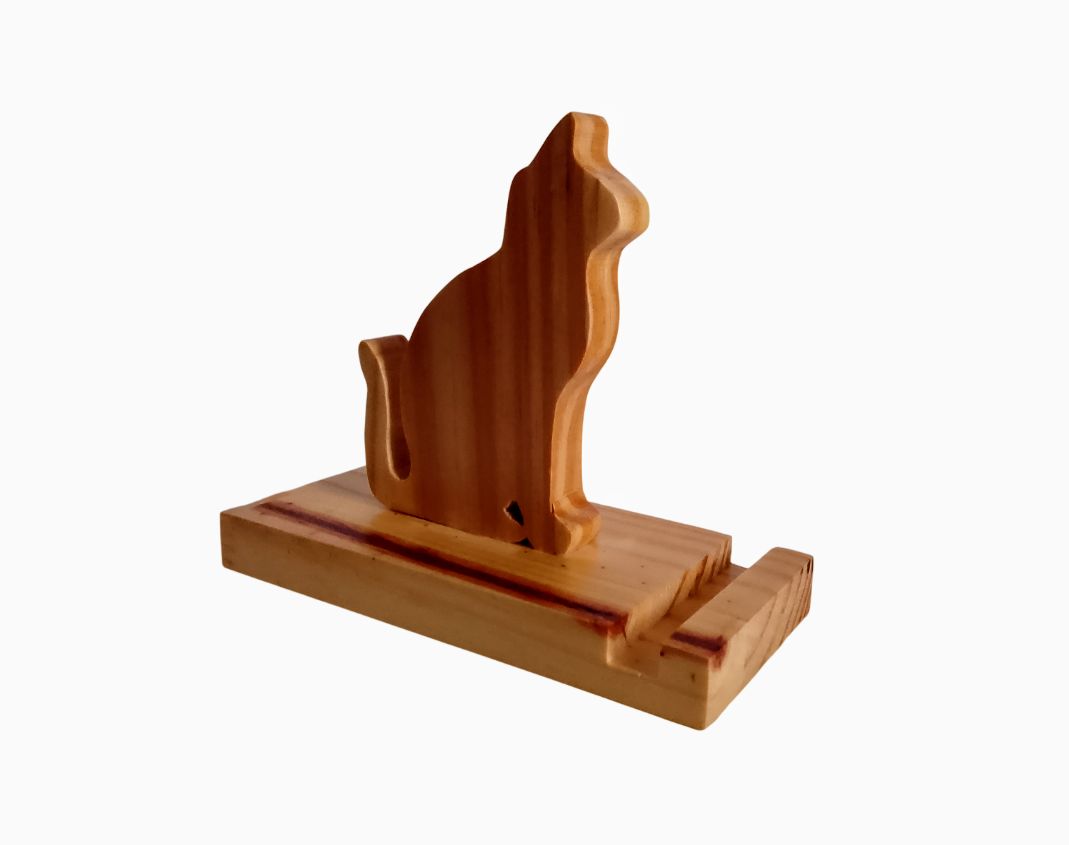 Support téléphone en bois en mode félin– support en Forme de chat 🐾 the wood cat