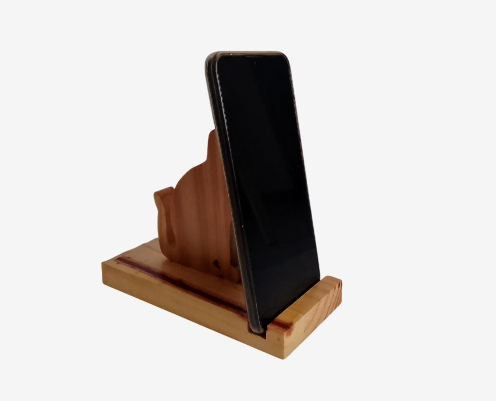 Support téléphone en bois en mode félin– support en Forme de chat 🐾 the wood cat
