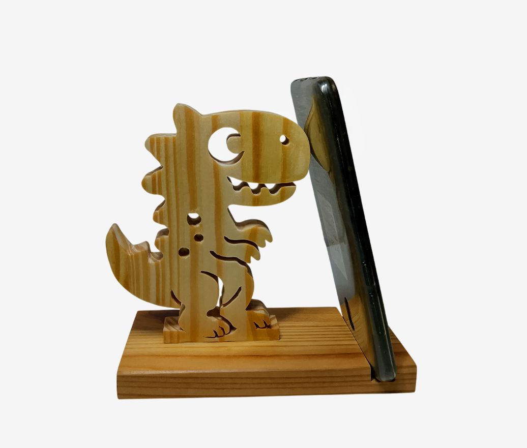 Support Téléphone Bois Dinosaure – Dino Rigolo style Gigantosaurus enfant et adulte