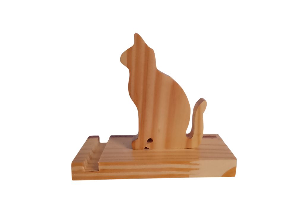 Support téléphone en bois en mode félin– support en Forme de chat 🐾 the wood cat