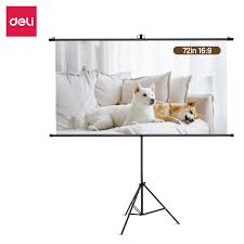 Tela de projeção com suporte Deli 72plg 1600x920mm