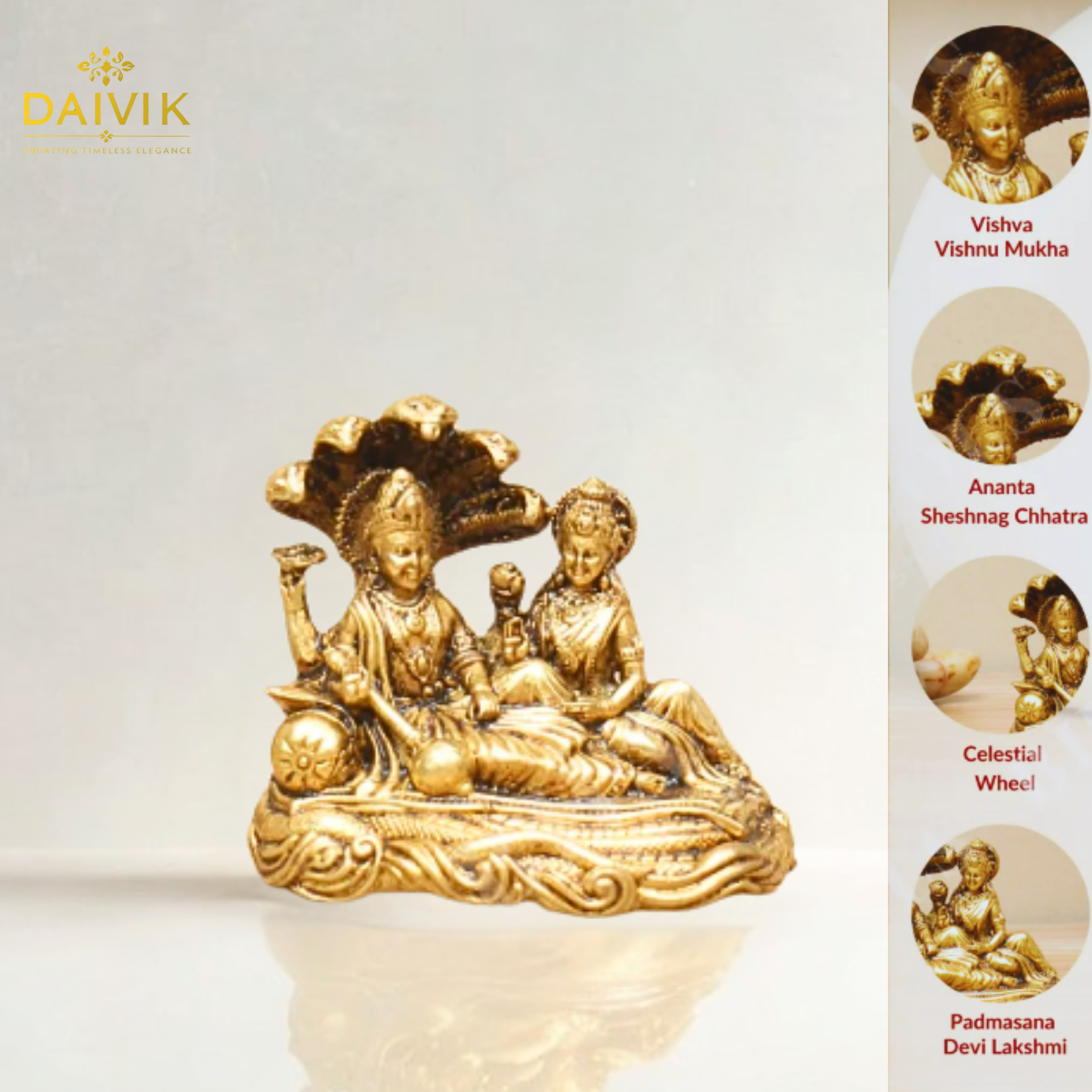 Lord Vishnu & Goddess Lakshmi Brass Idol