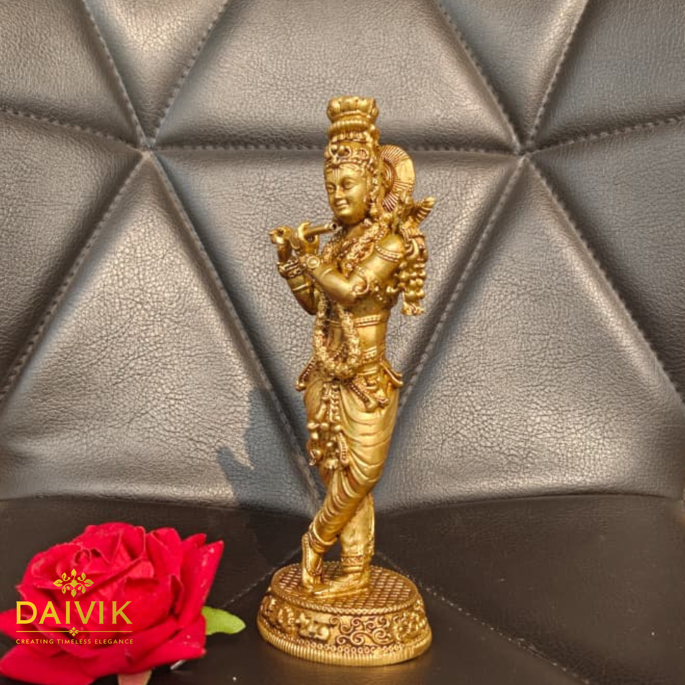 Golden Krishna Brass Idol