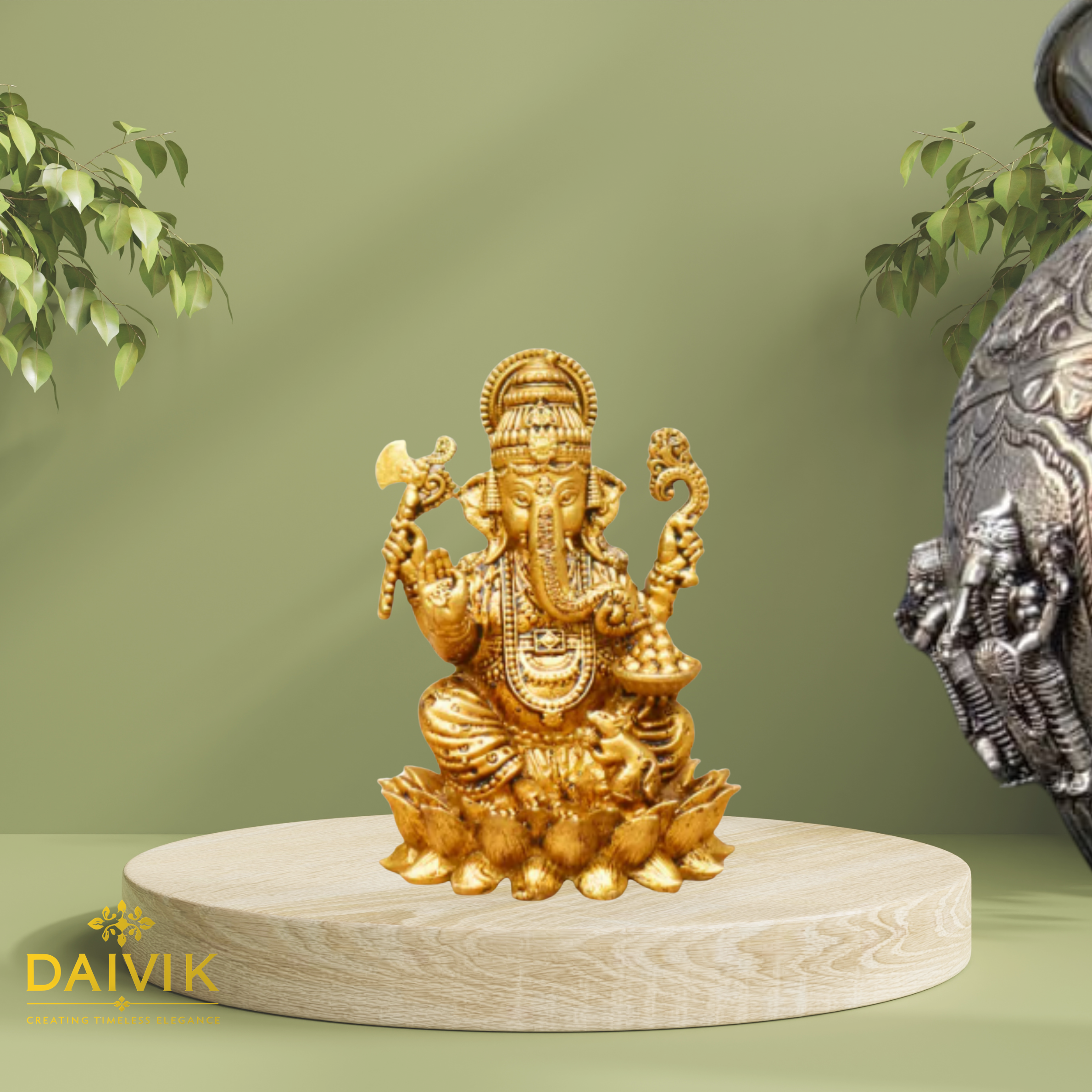  Ekdanta Ganesha Brass Idol