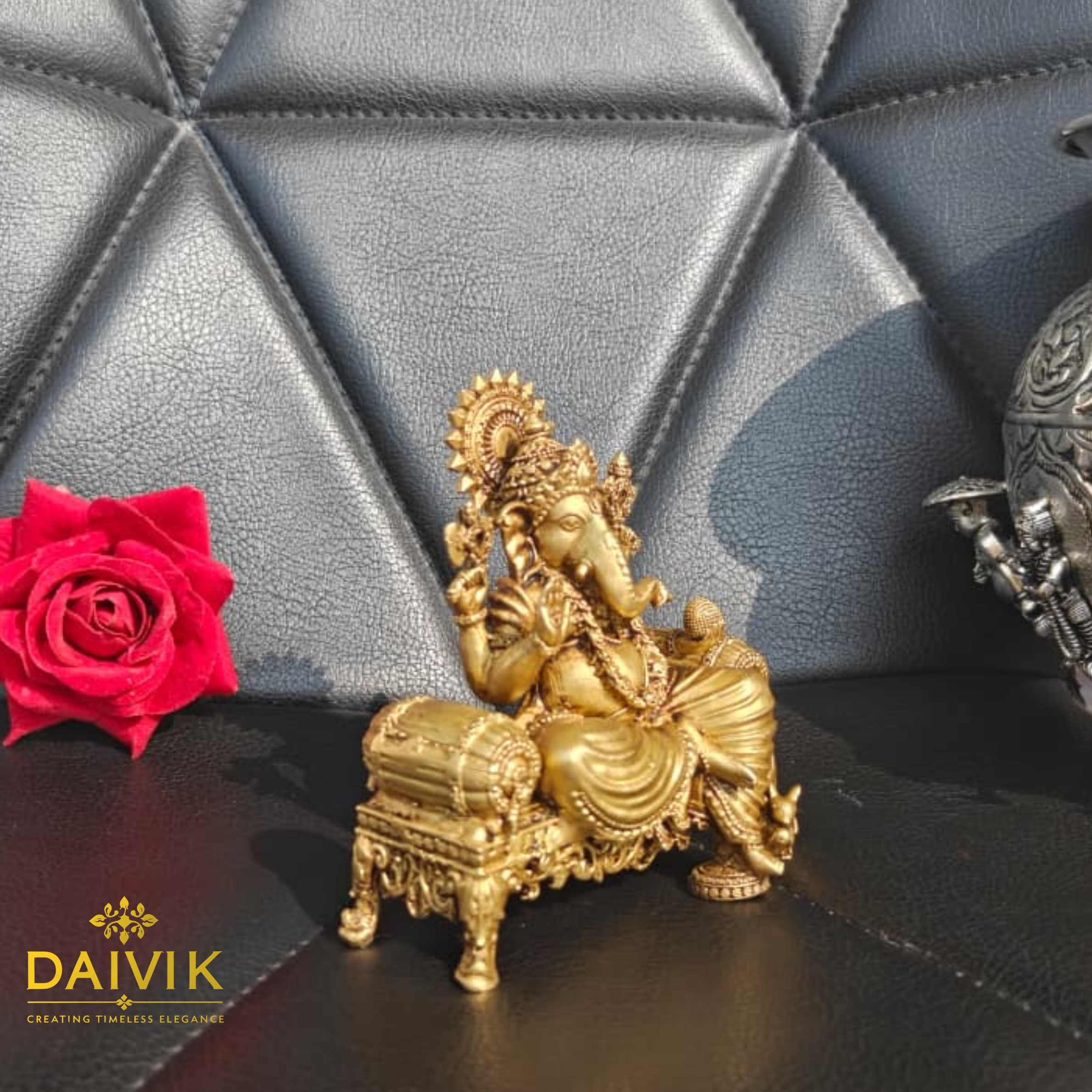 Singhasan Ganesha Brass Idol