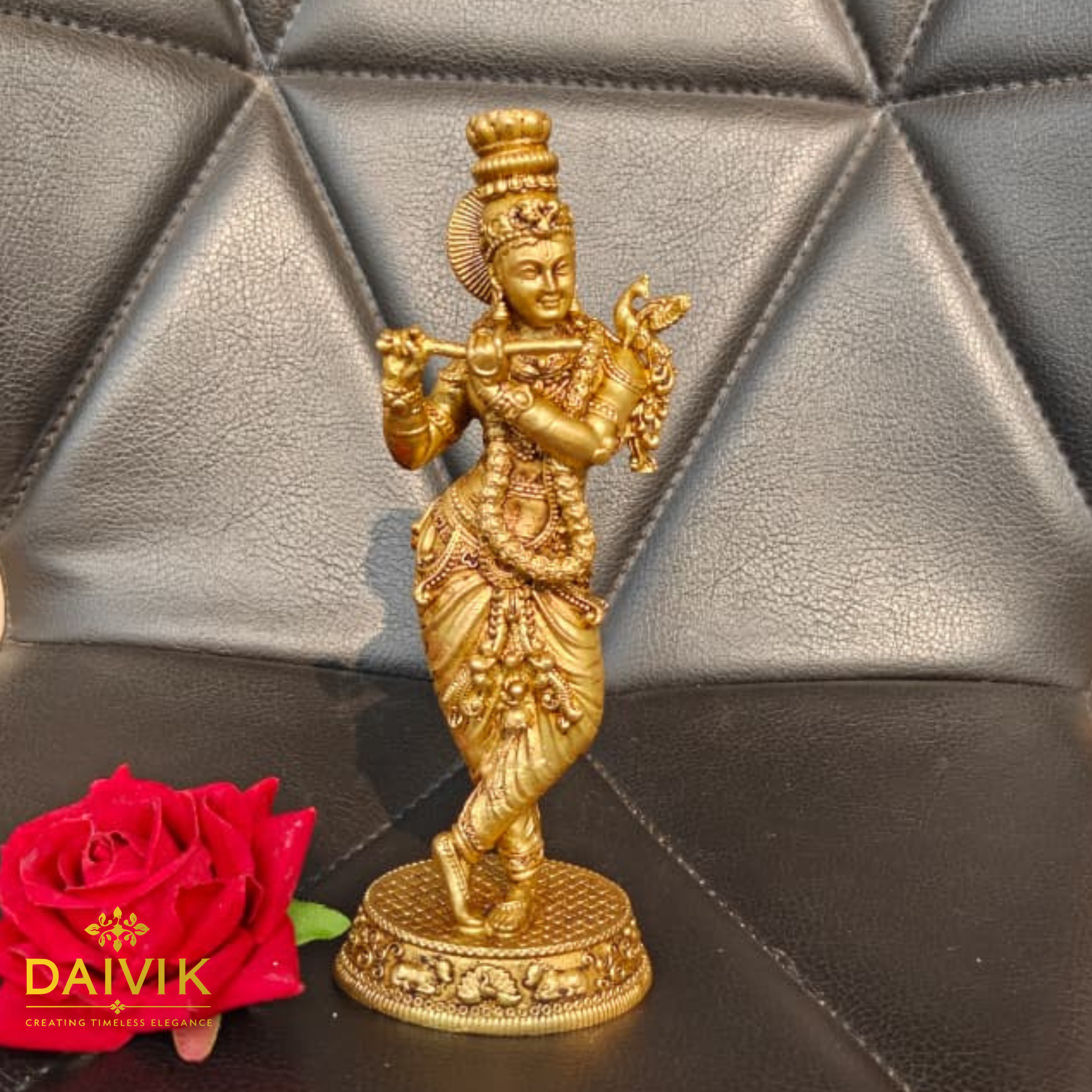 Golden Krishna Brass Idol