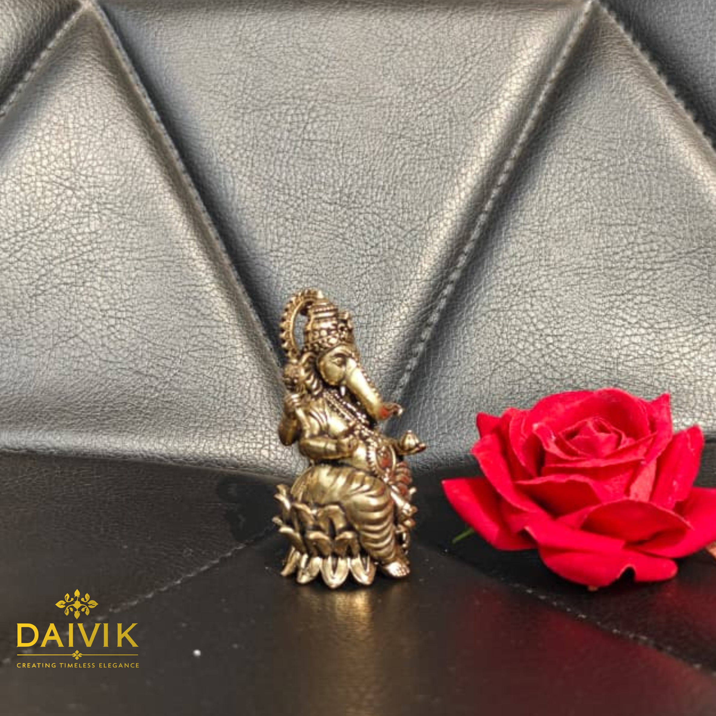Shri Vinayaka Ganesha Idol with Abhaya Mudra & Lotus Base Brass Idol