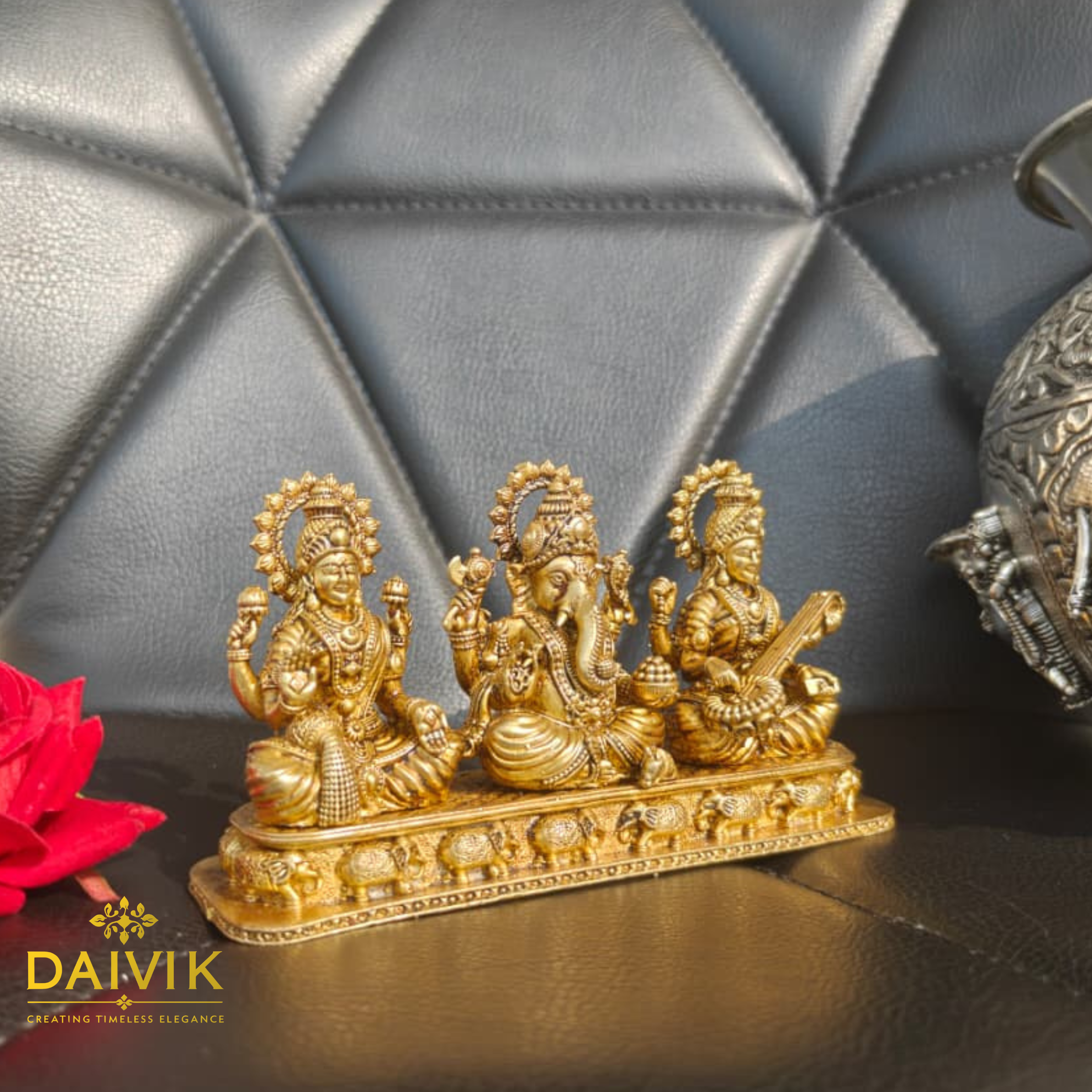 Lakshmi Ganesh Saraswati Brass Idol Set