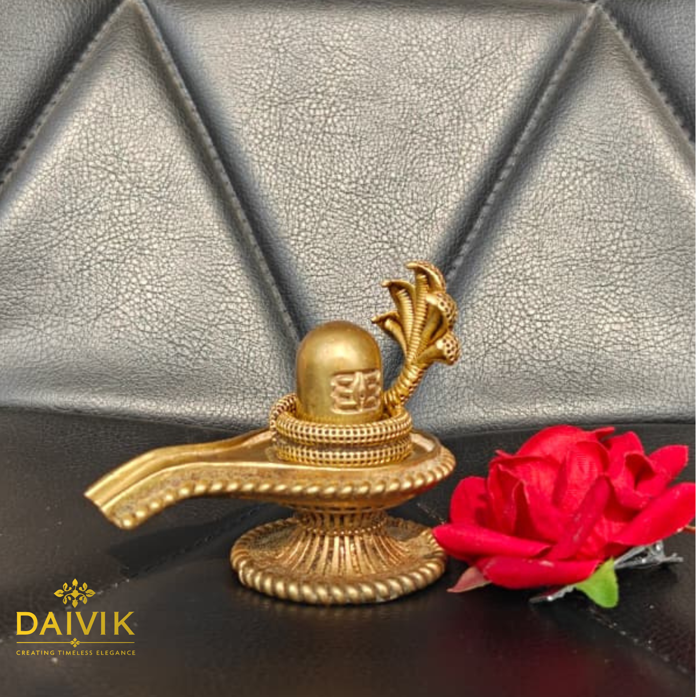 Shivling with Sheshnaag Brass Idol