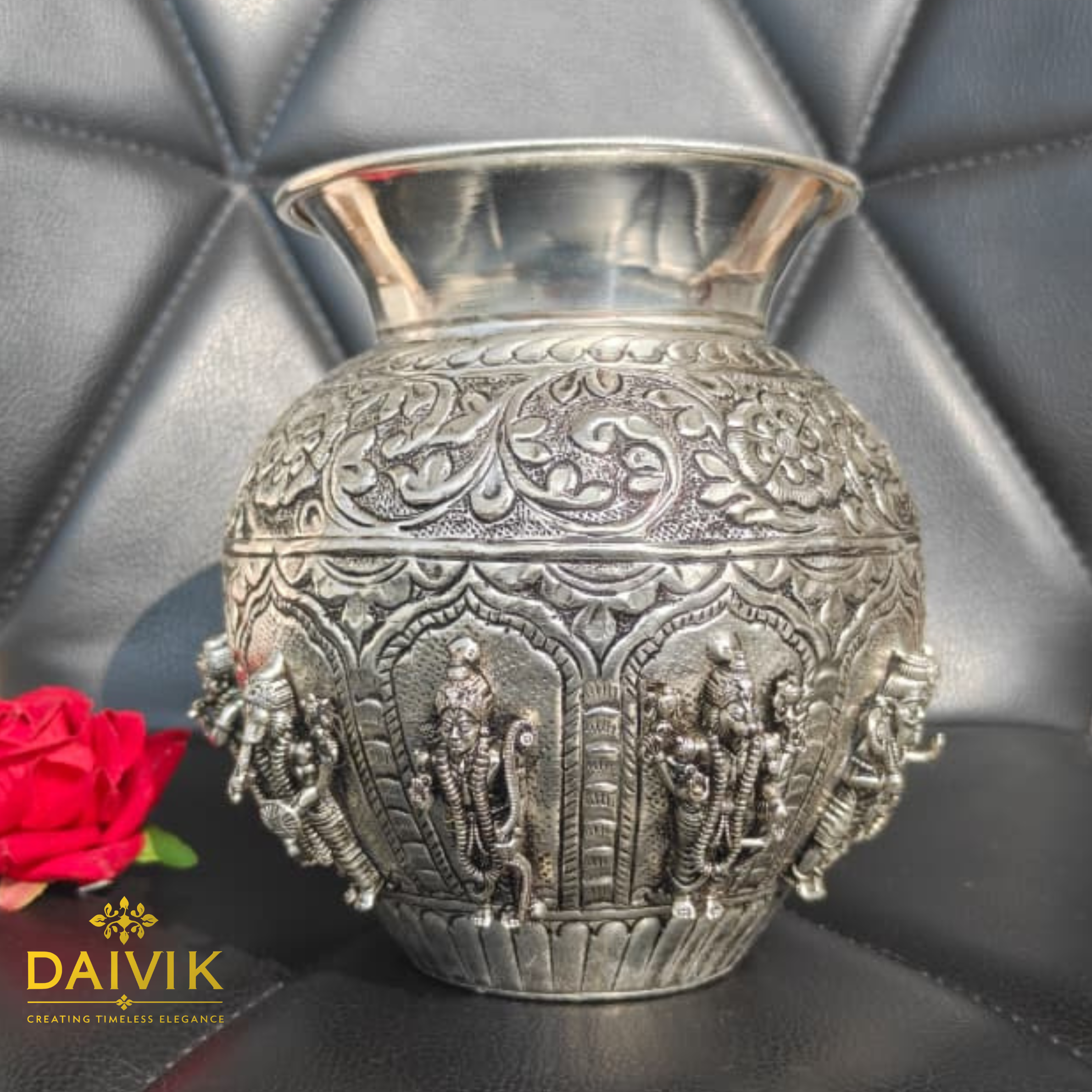 Silver-Plated Dashavtar Narayana Vishnu Kalash Brass Idol 