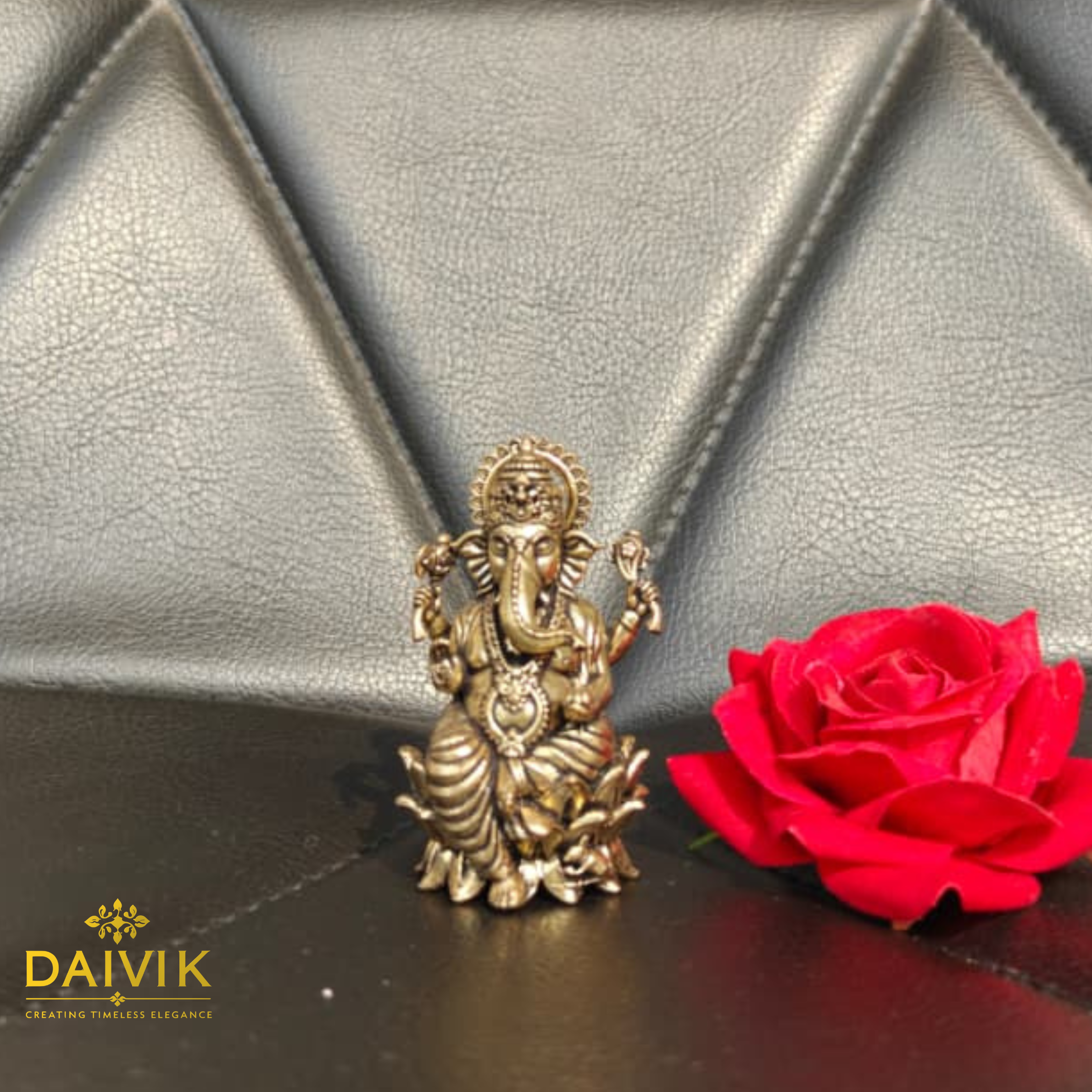 Shri Vinayaka Ganesha Idol with Abhaya Mudra & Lotus Base Brass Idol
