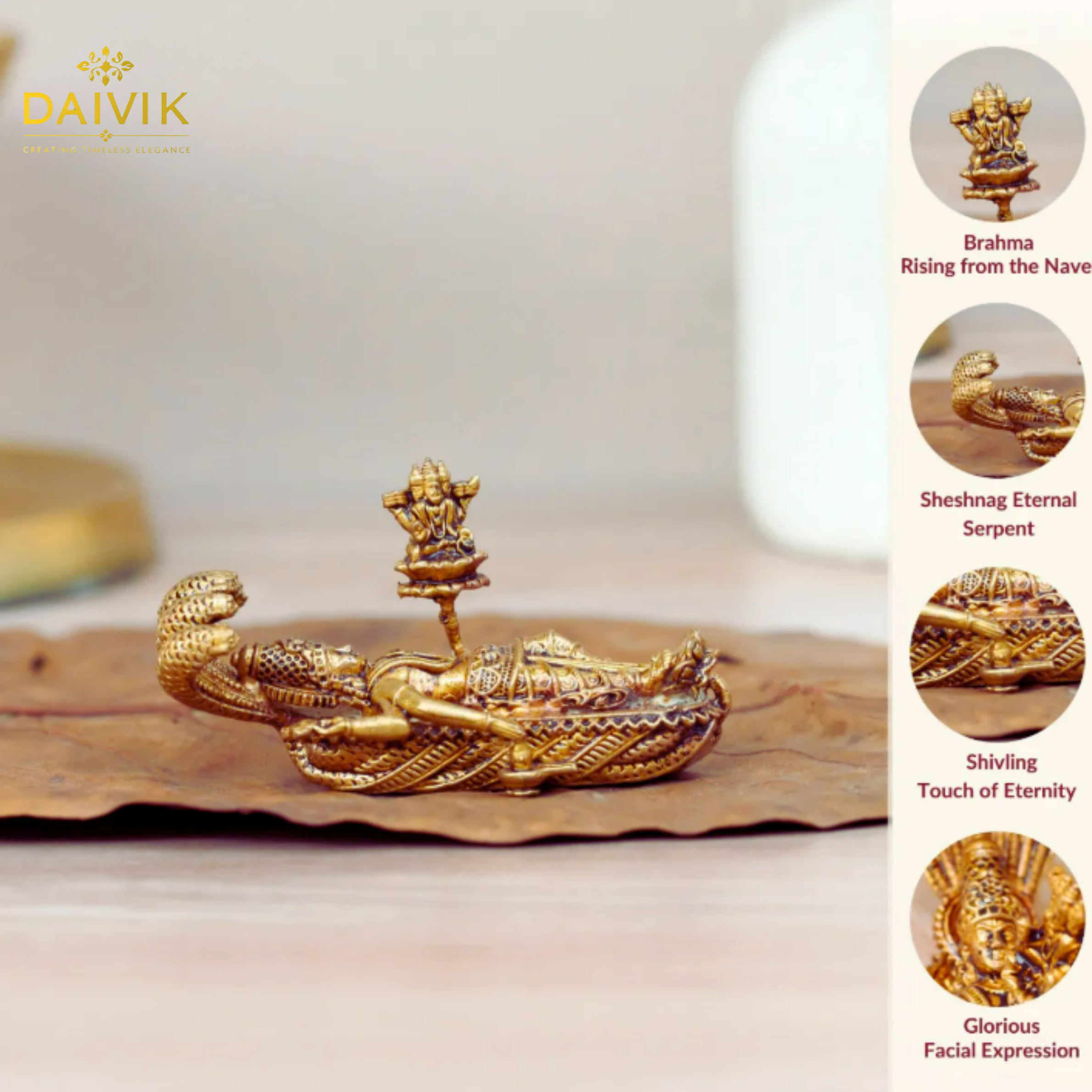 Vishnu Anantashayana Mudra Brass Idol