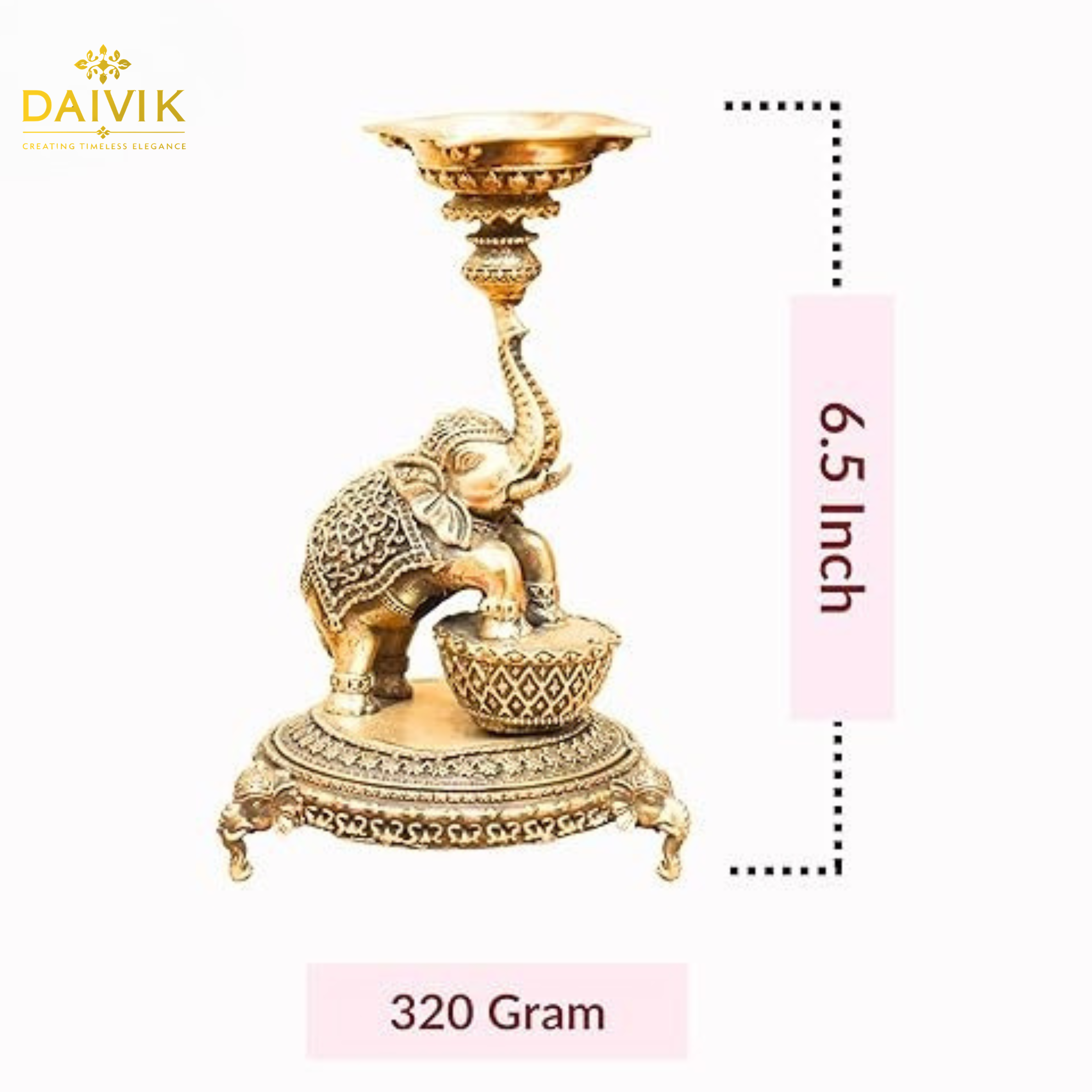  Gajraj Traditional Diya | Elephant Trunk Oil Lamp with Bowl 