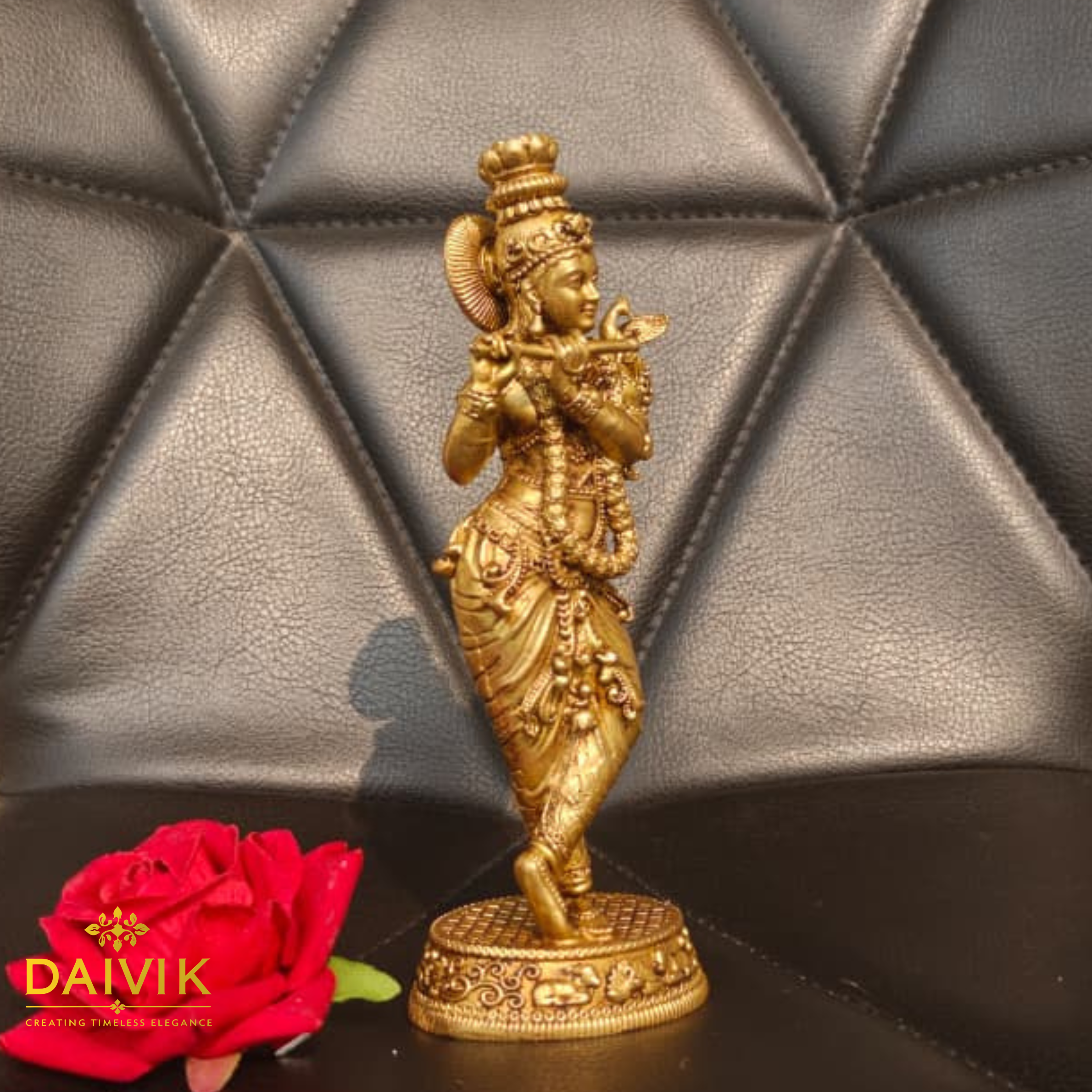 Golden Krishna Brass Idol