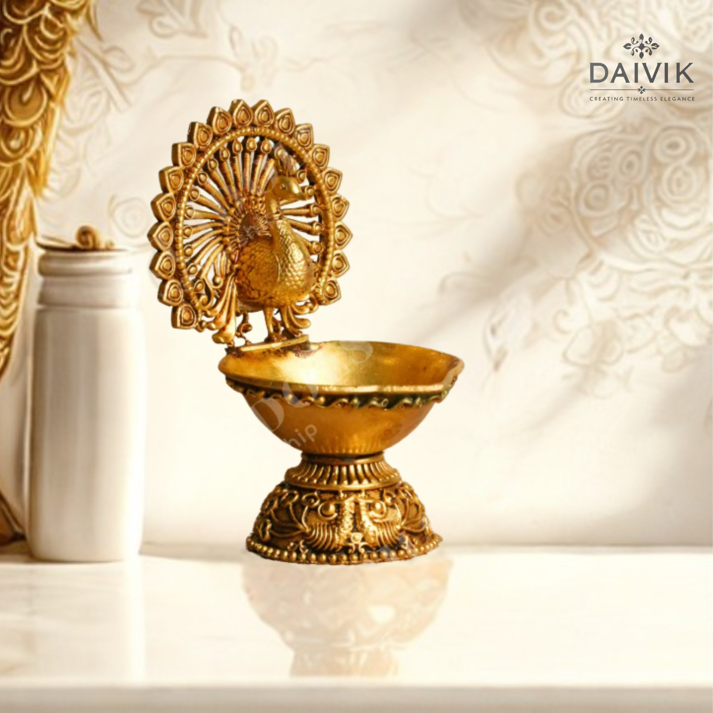 Peacock Deepak Brass Idol