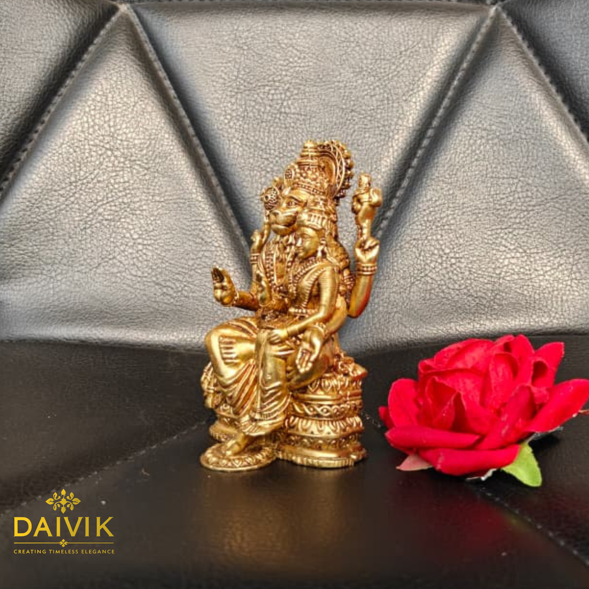 Narsimha  Sitting with Lakshmi Brass Idol