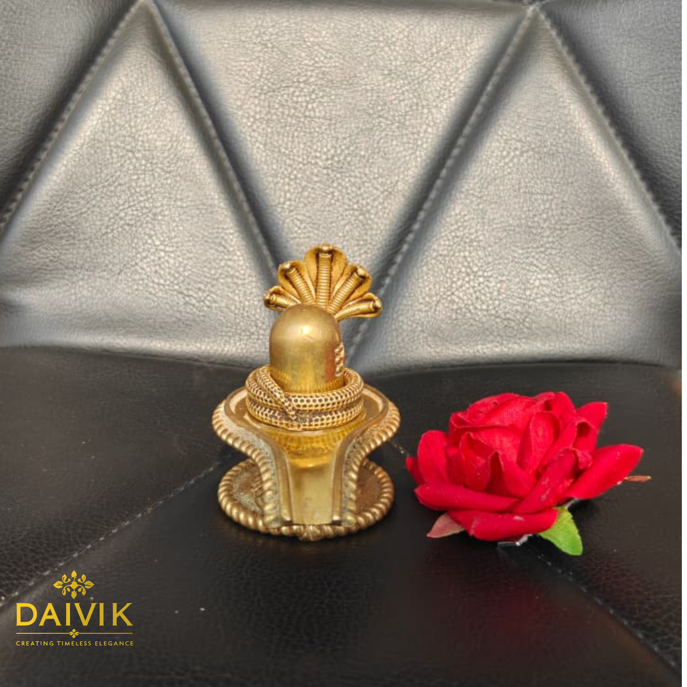 Shivling with Sheshnaag Brass Idol