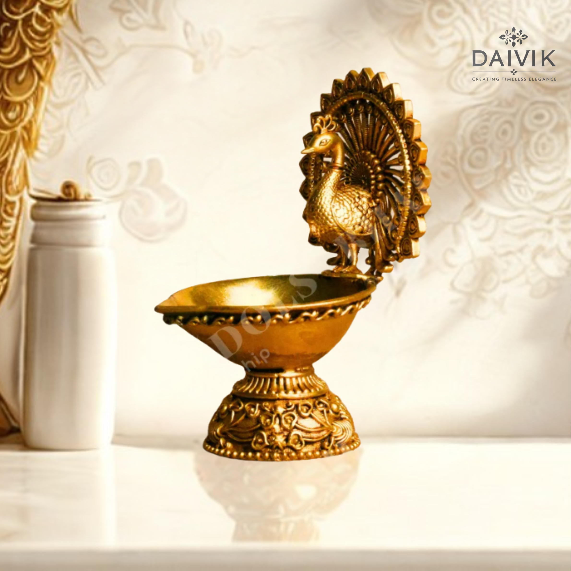 Peacock Deepak Brass Idol