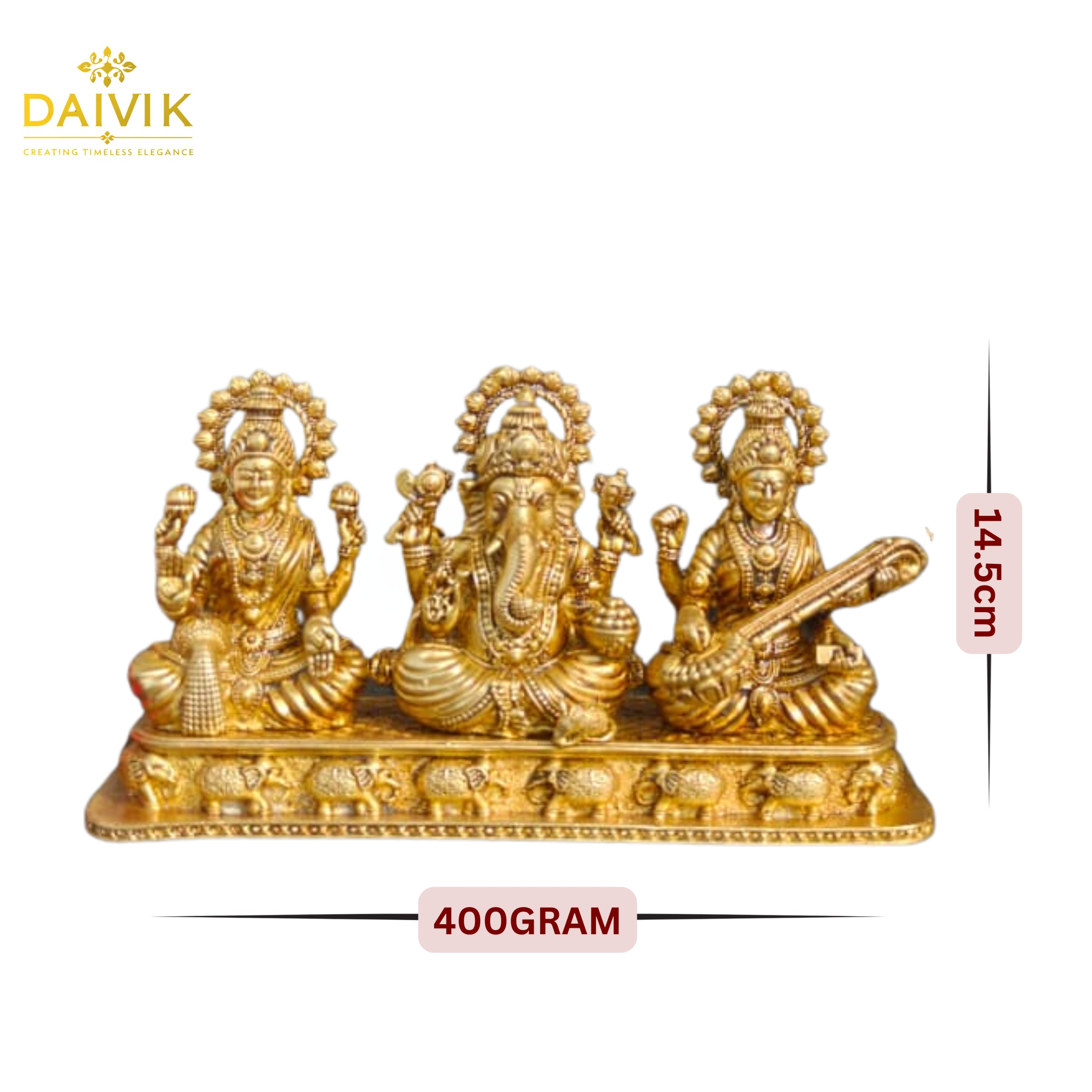 Lakshmi Ganesh Saraswati Brass Idol Set