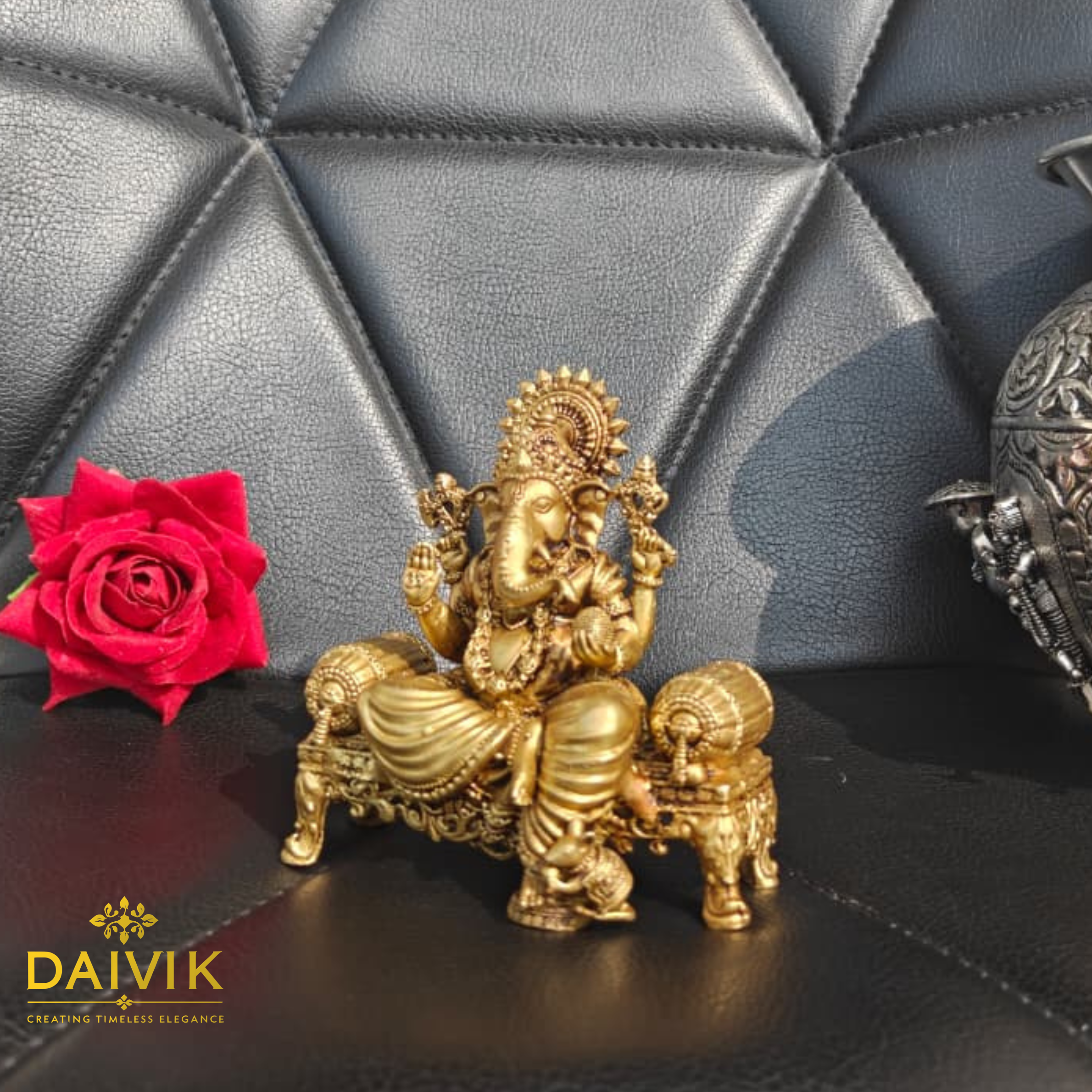 Singhasan Ganesha Brass Idol