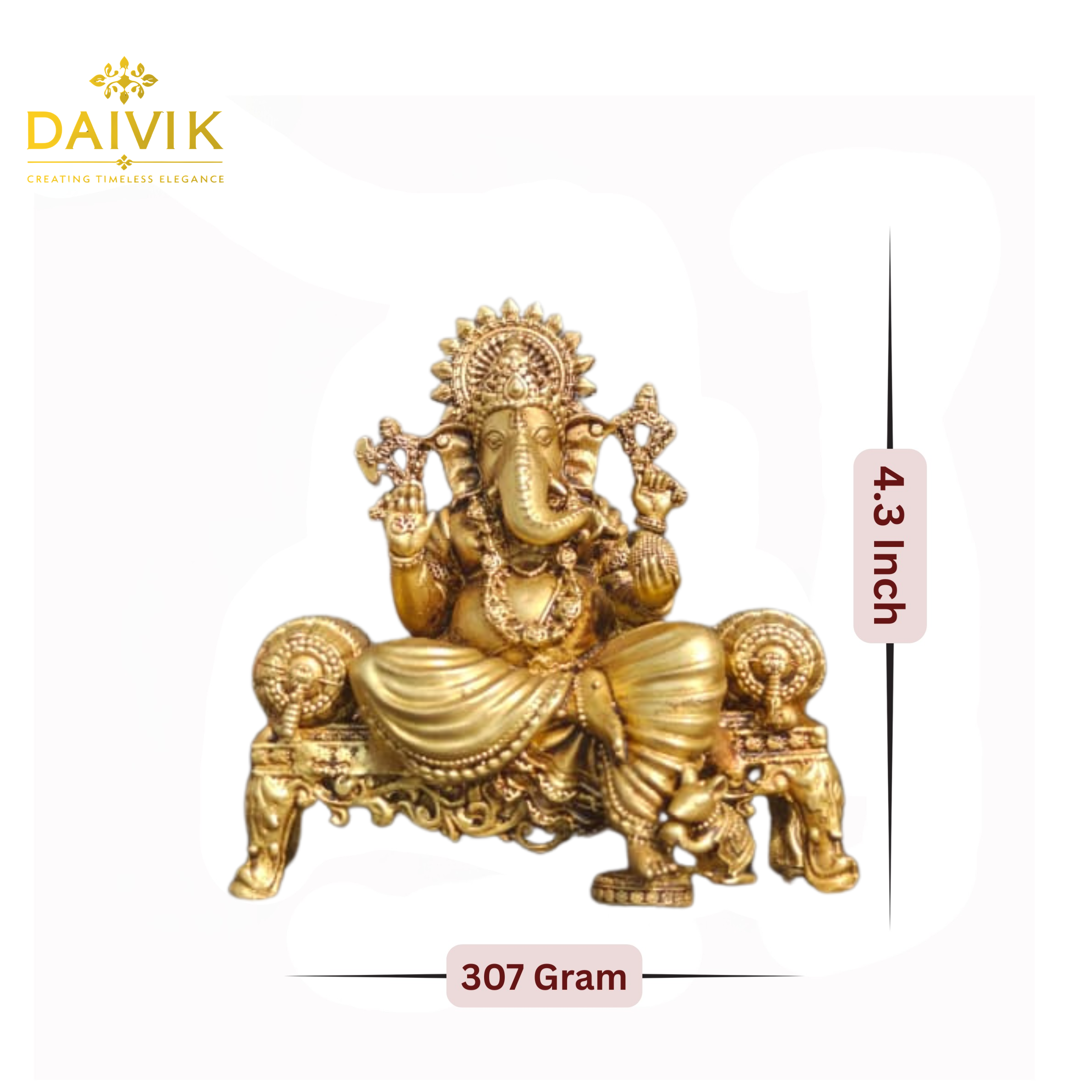 Singhasan Ganesha Brass Idol