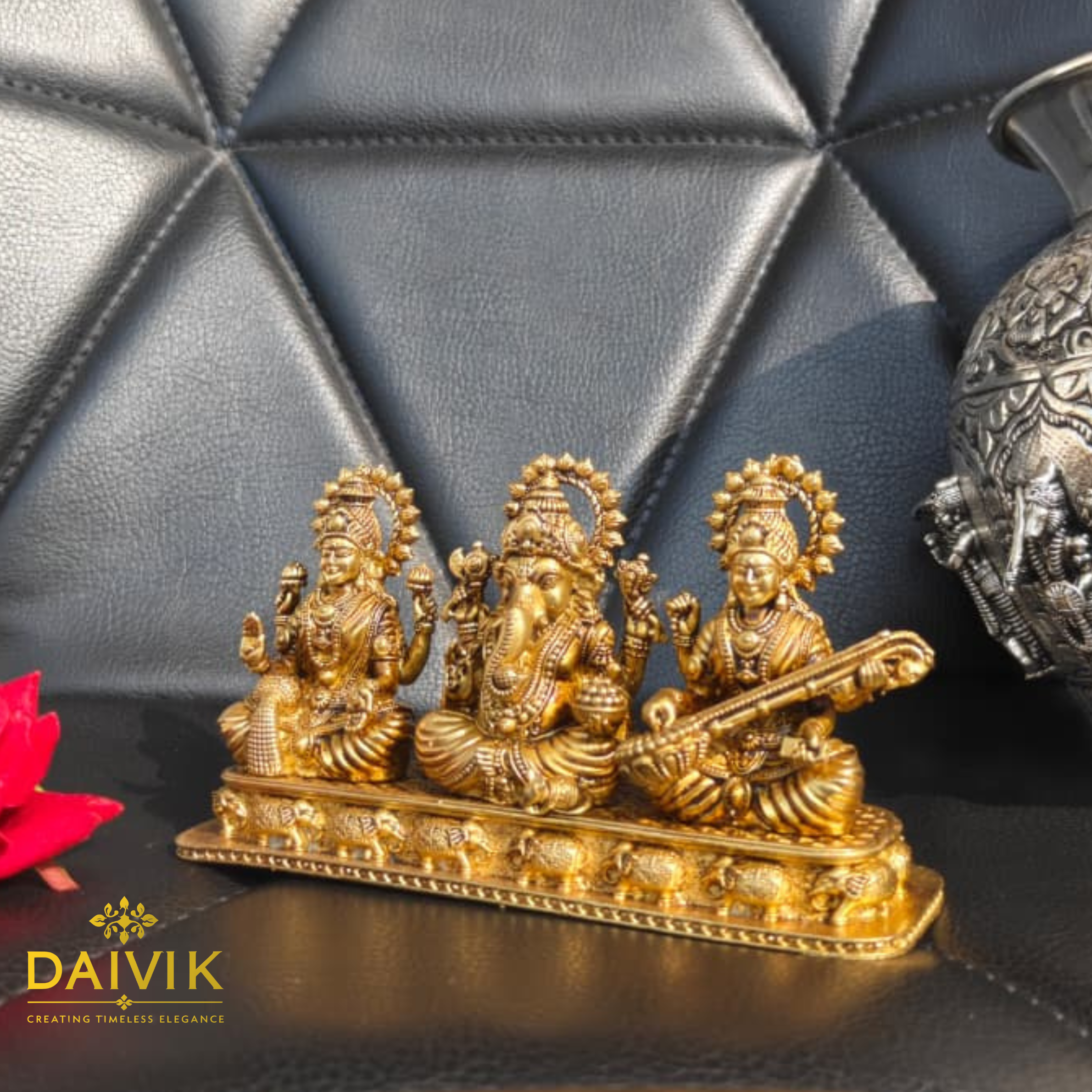 Lakshmi Ganesh Saraswati Brass Idol Set