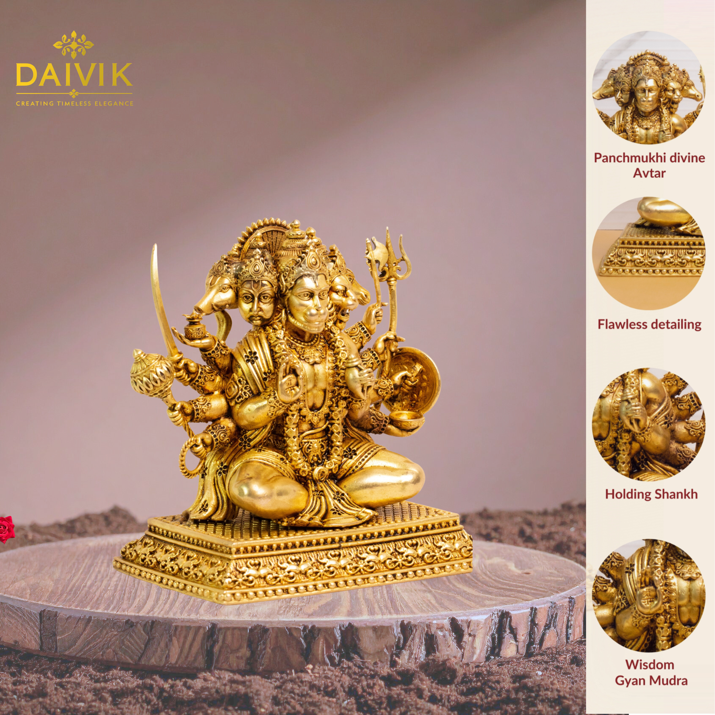 Panchmukhi Veer Hanuman Brass Idol