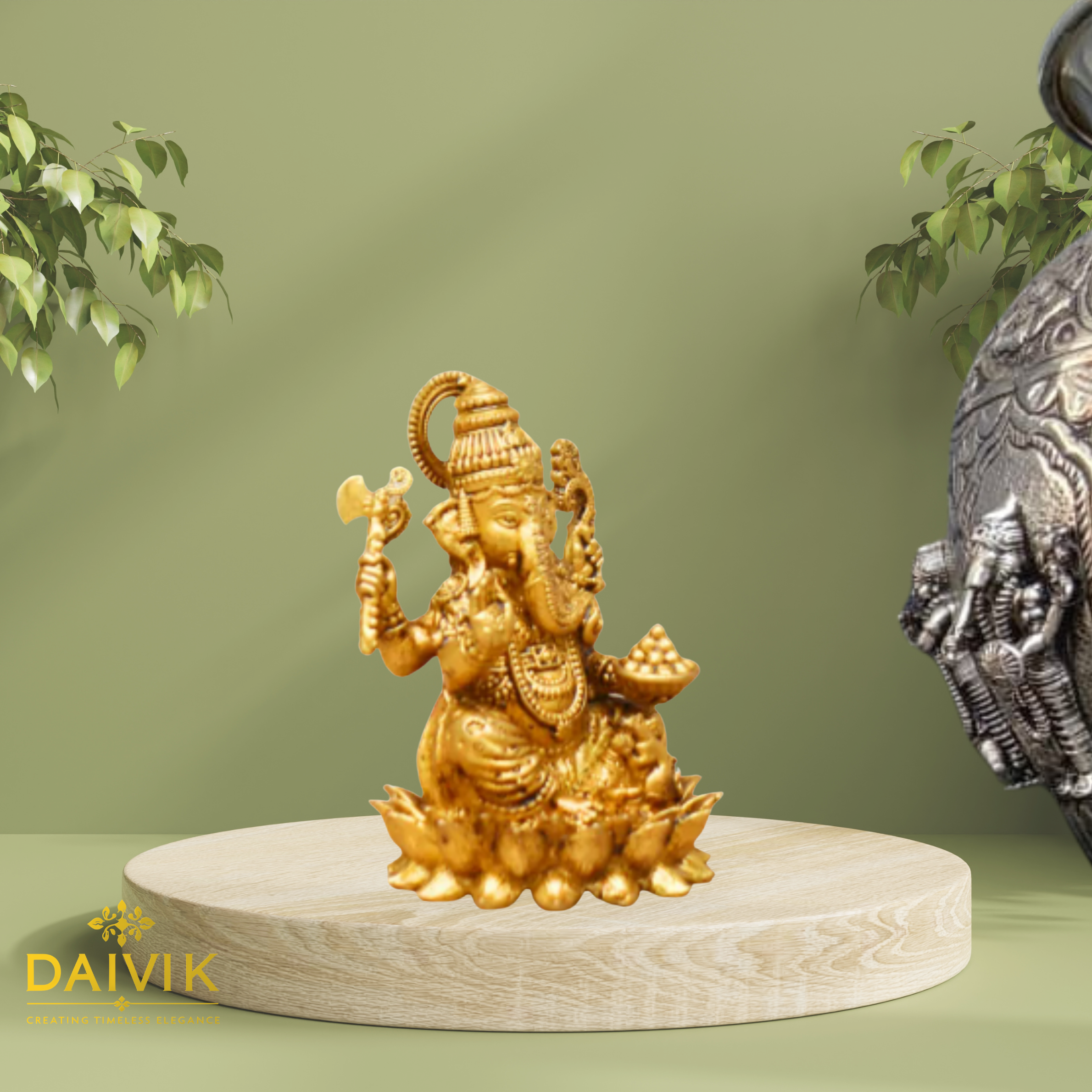  Ekdanta Ganesha Brass Idol