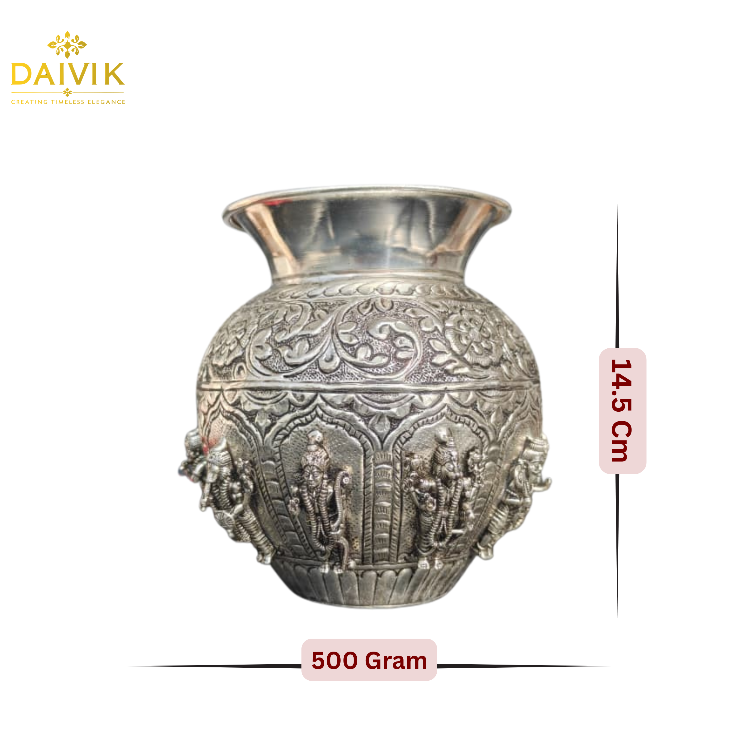 Silver-Plated Dashavtar Narayana Vishnu Kalash Brass Idol 