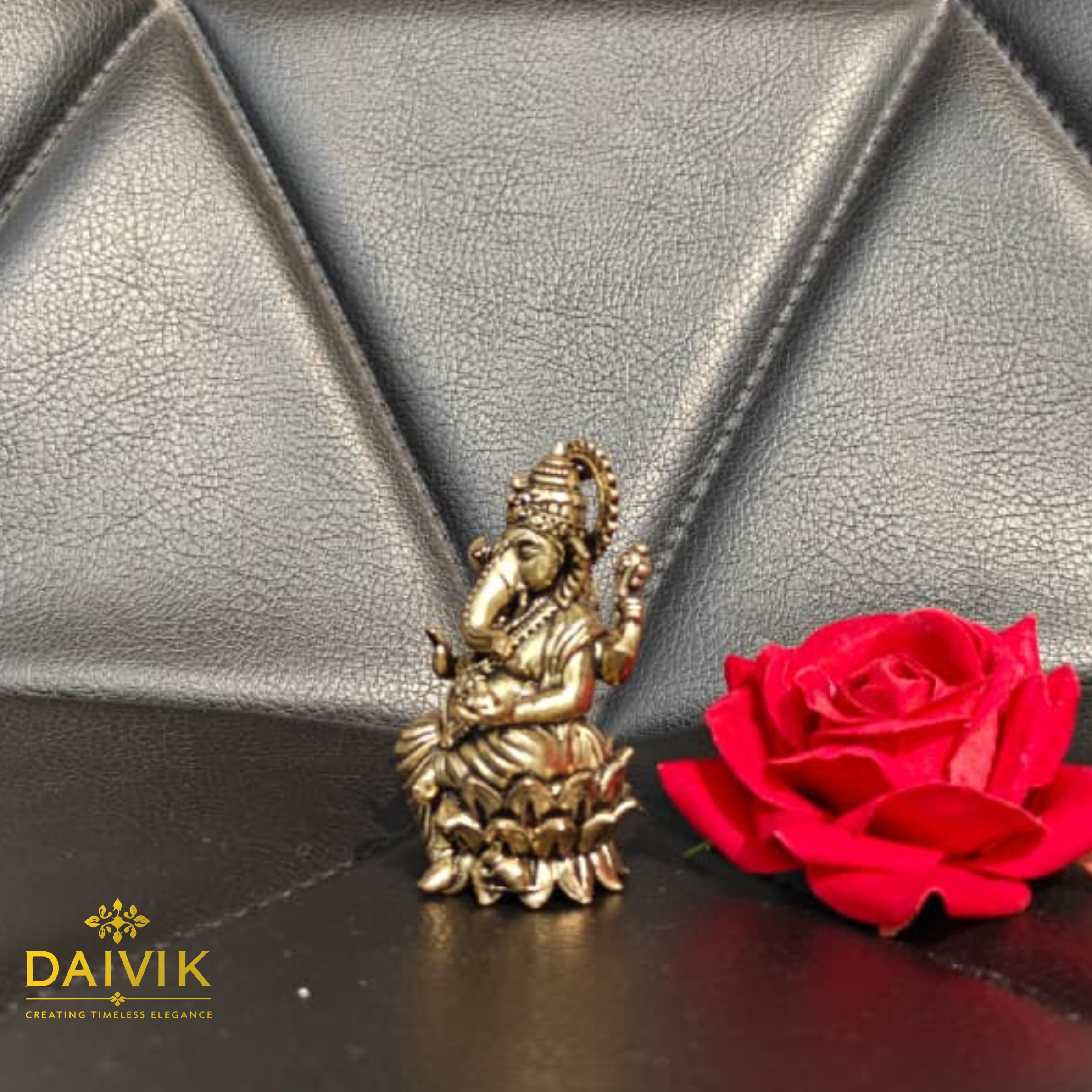 Shri Vinayaka Ganesha Idol with Abhaya Mudra & Lotus Base Brass Idol