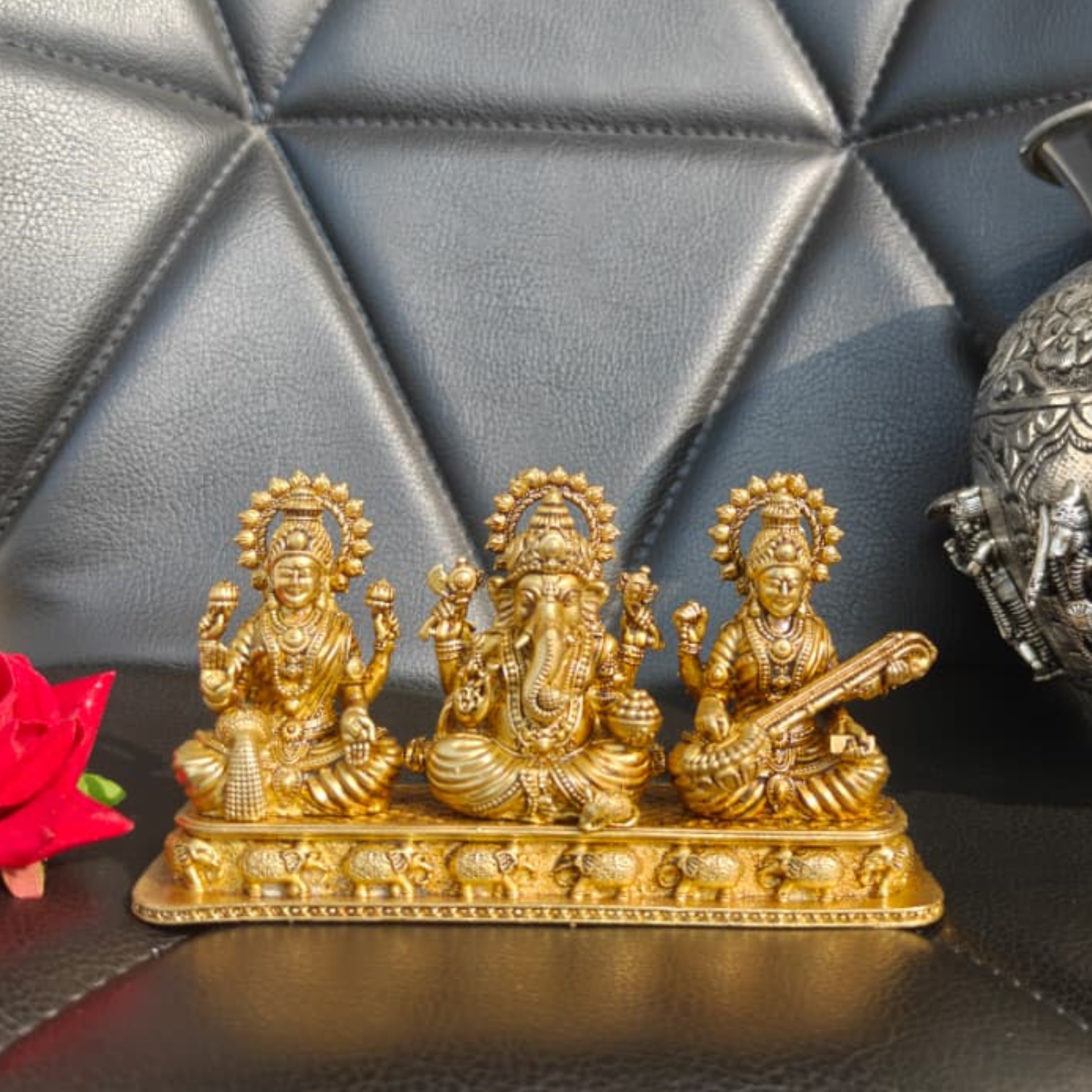 Lakshmi Ganesh Saraswati Brass Idol Set