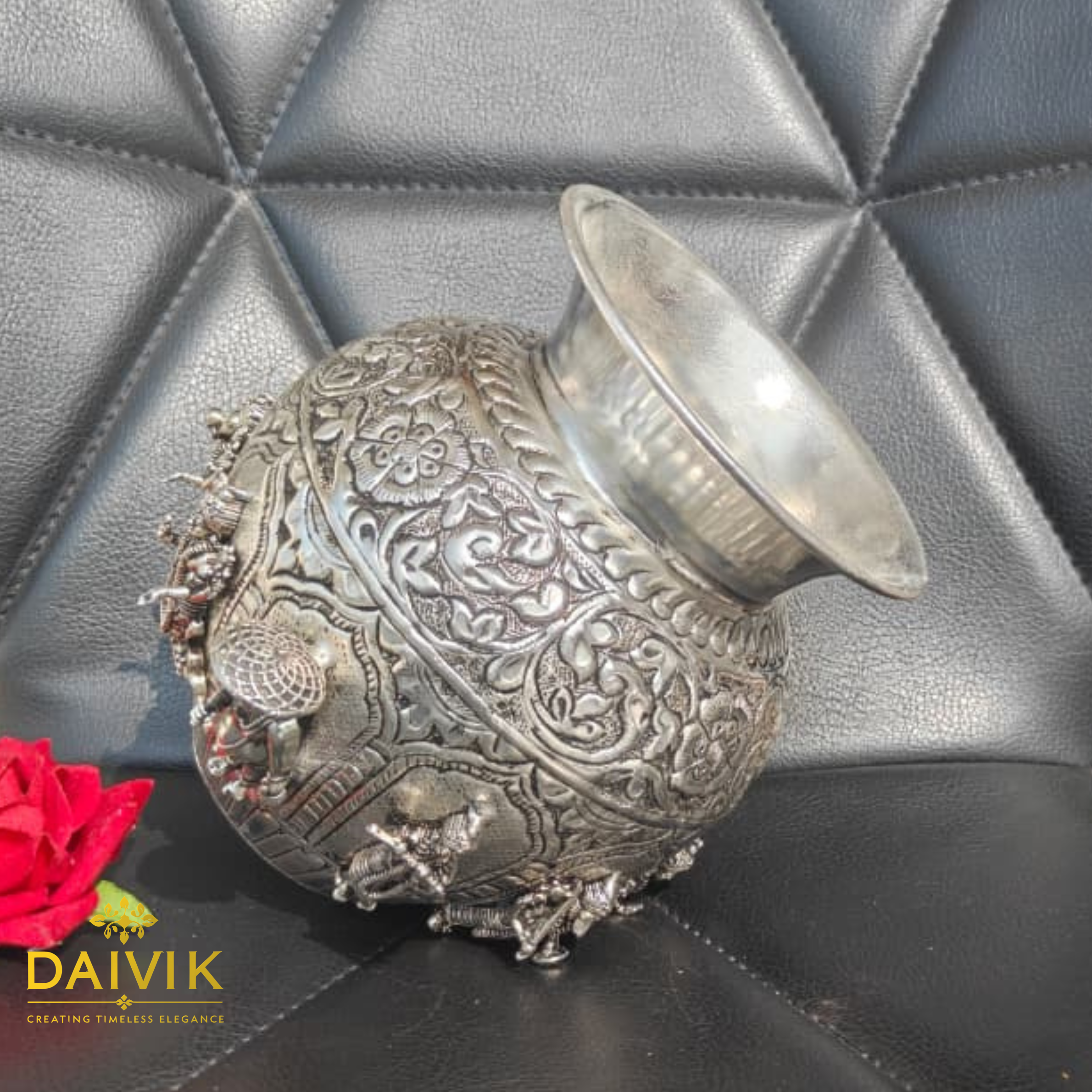 Silver-Plated Dashavtar Narayana Vishnu Kalash Brass Idol 