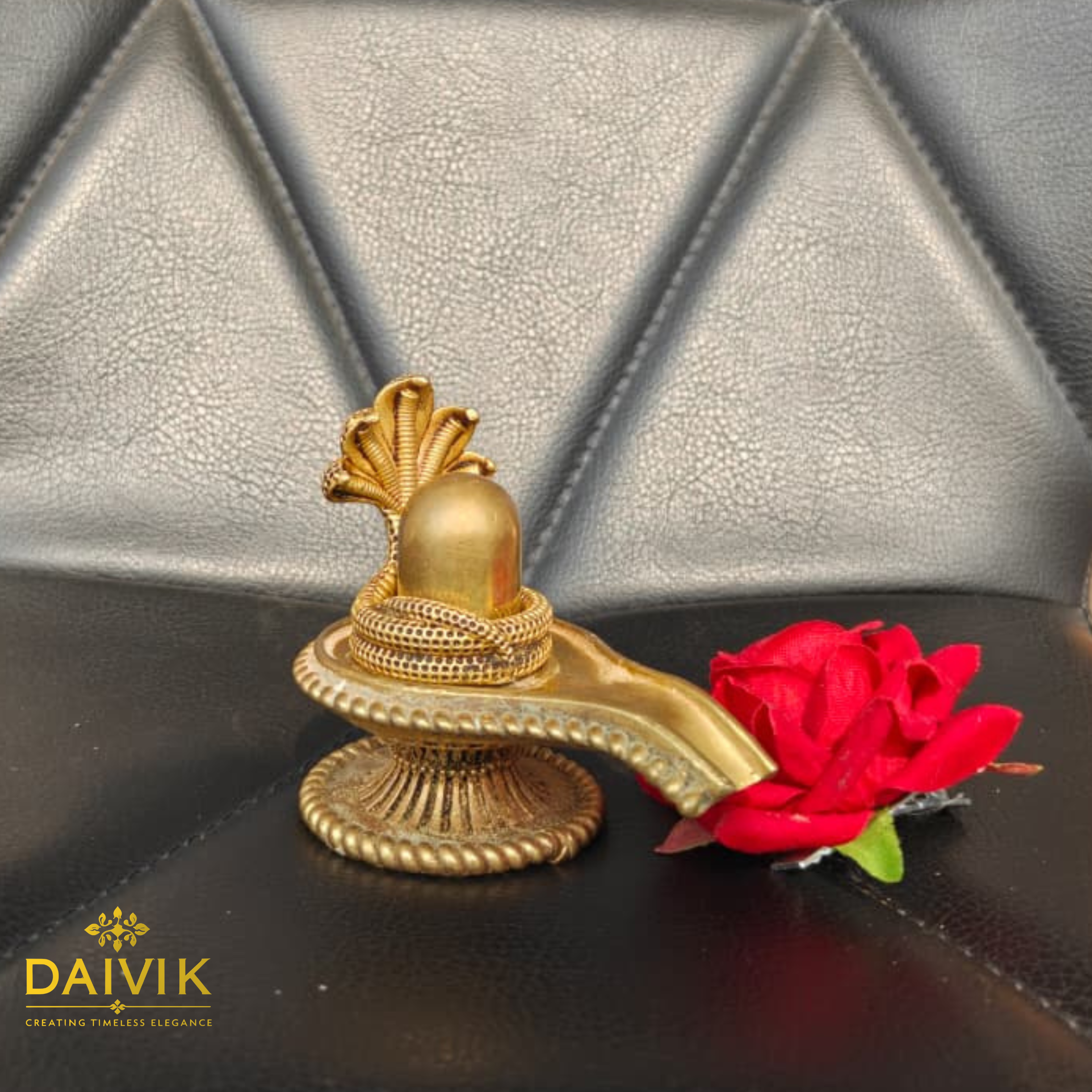 Shivling with Sheshnaag Brass Idol