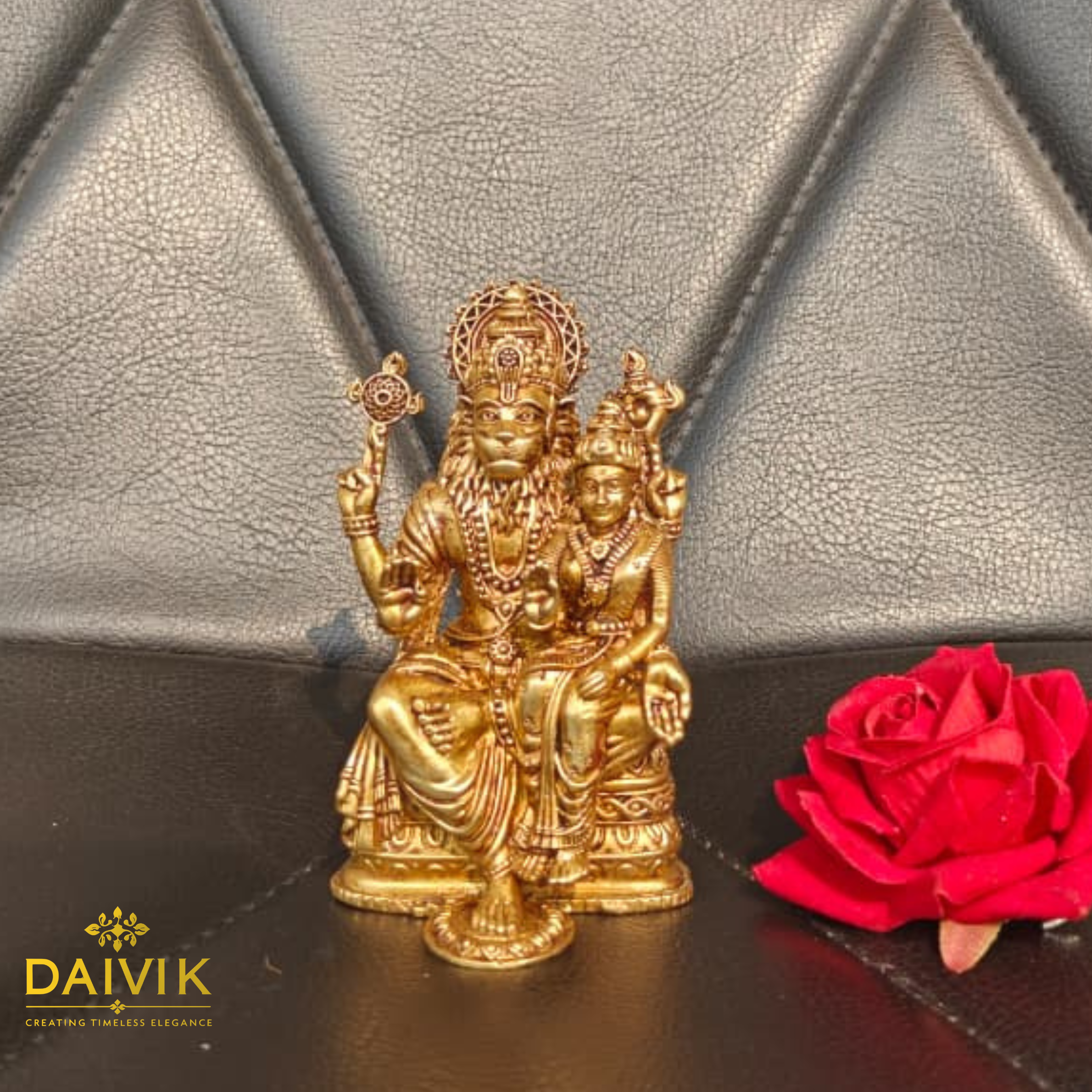 Narsimha  Sitting with Lakshmi Brass Idol