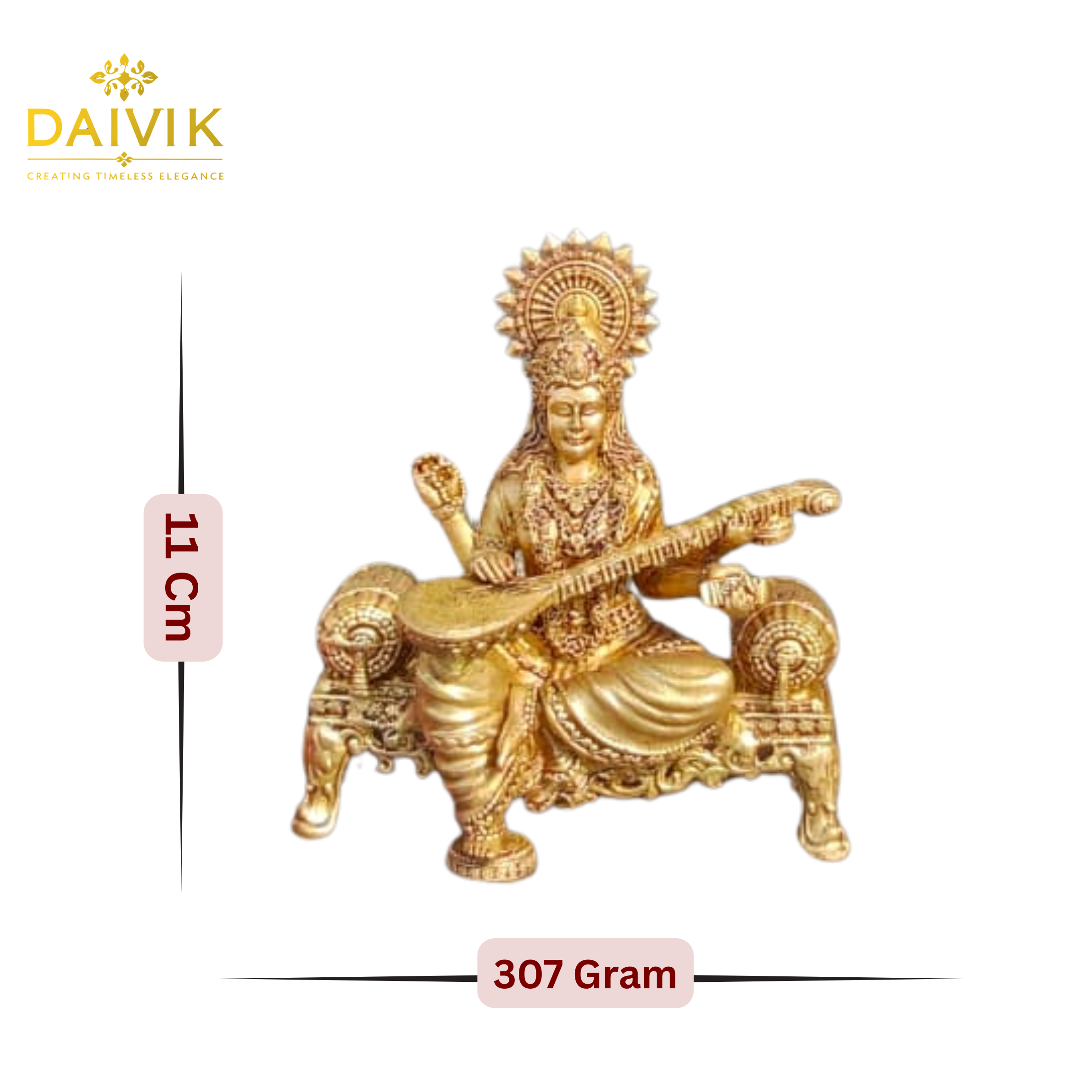 Singhasan Saraswati Brass Idol