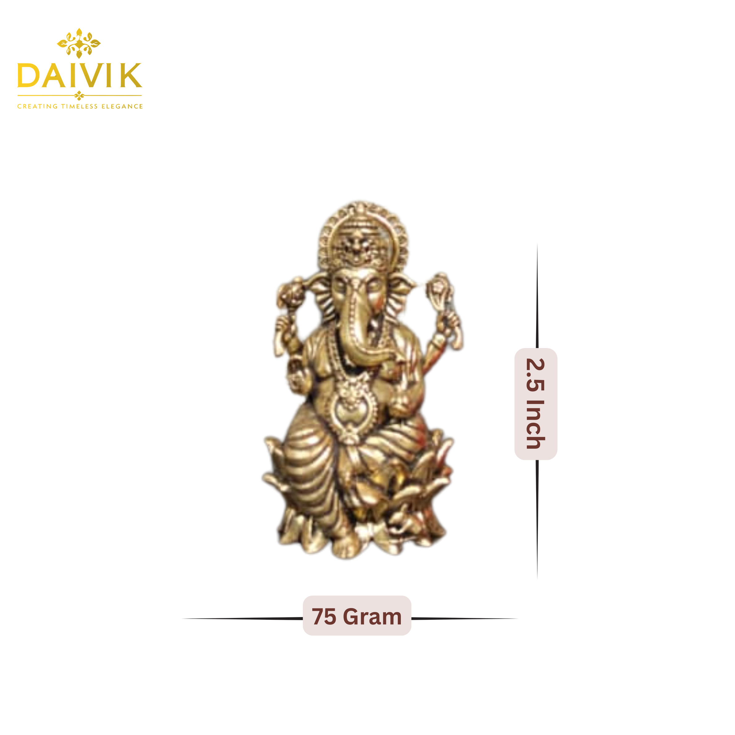 Shri Vinayaka Ganesha Idol with Abhaya Mudra & Lotus Base Brass Idol