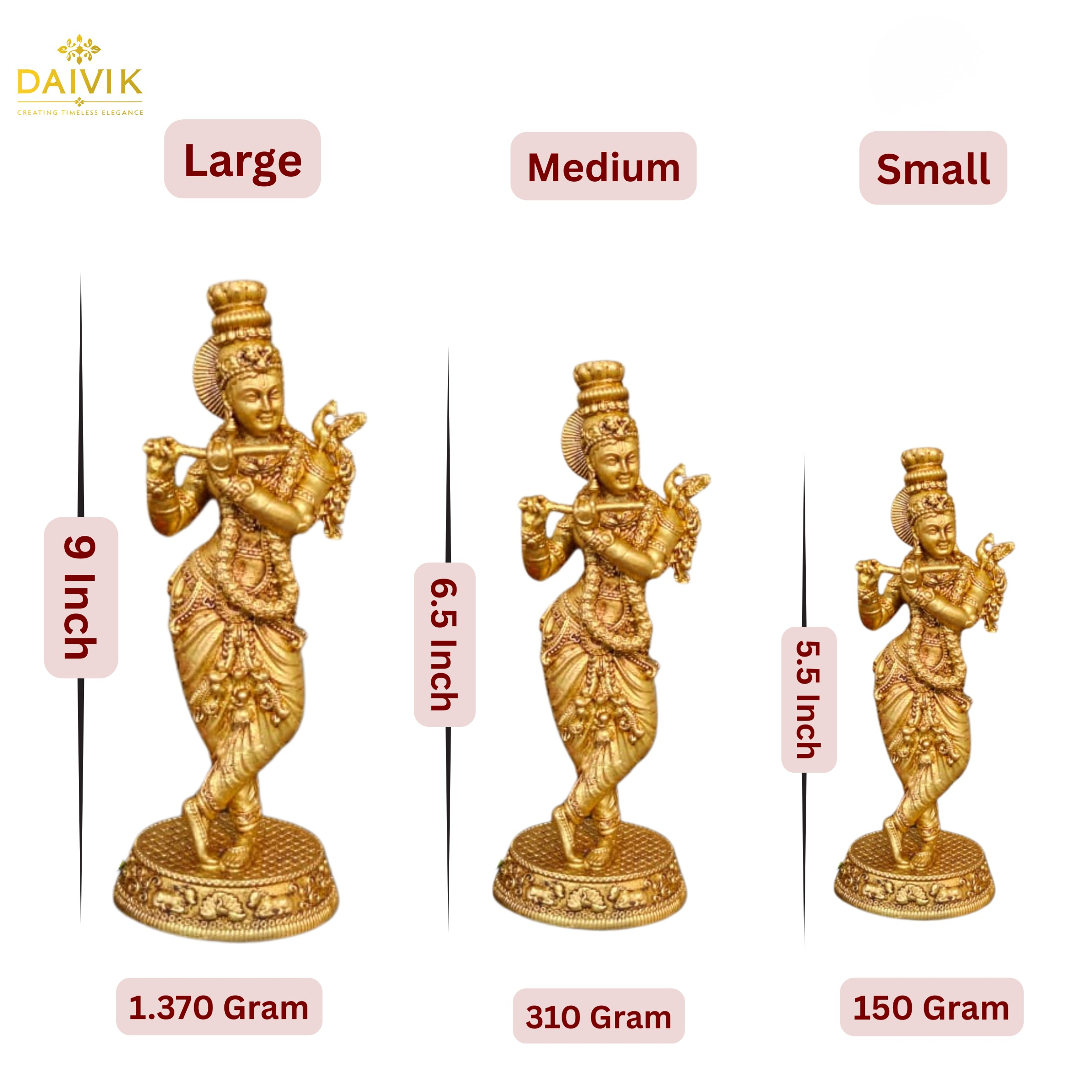 Golden Krishna Brass Idol