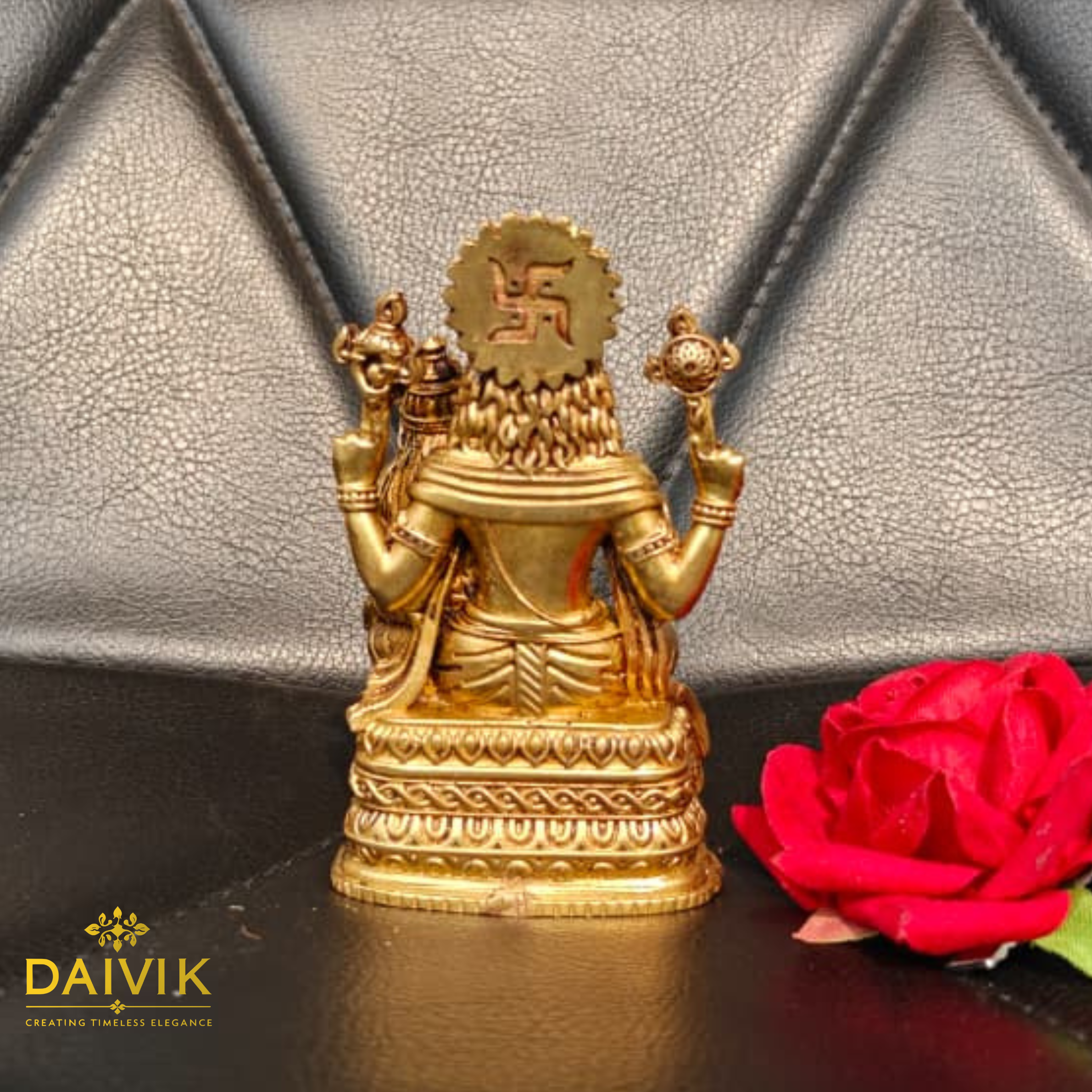 Narsimha  Sitting with Lakshmi Brass Idol