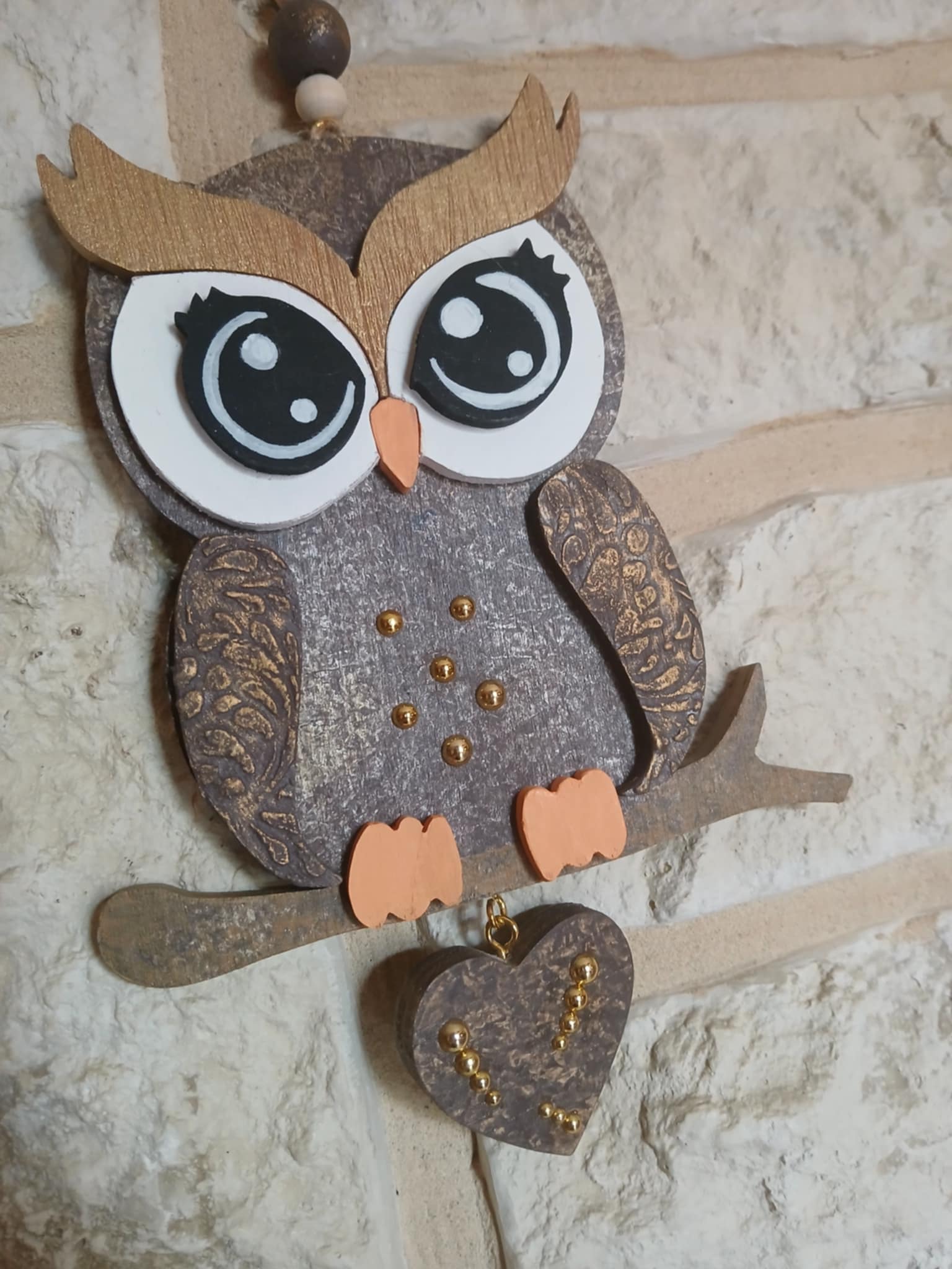 Chouette murale décorative en bois
